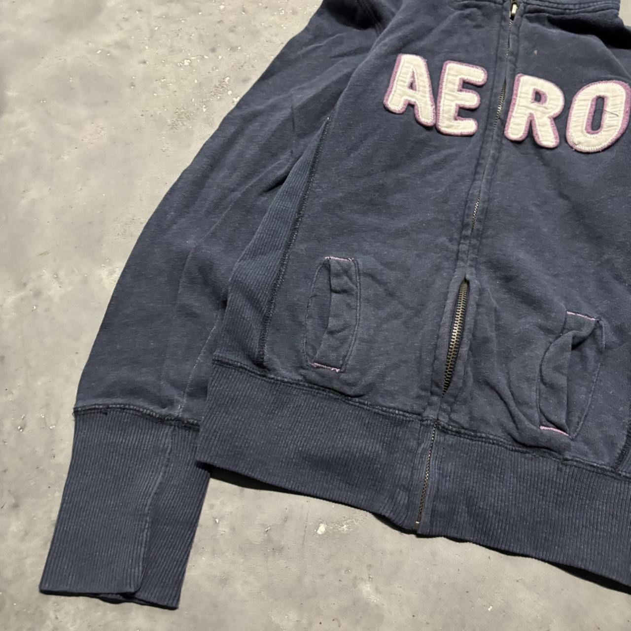 Aeropostale × Vintage Crazy Vintage Y2K/2000s Cute Navy Blue Aeropostale Aero Spellout Zip Up Hoodie! Size XS / US 0-2 / IT 36-38 - 3 Thumbnail