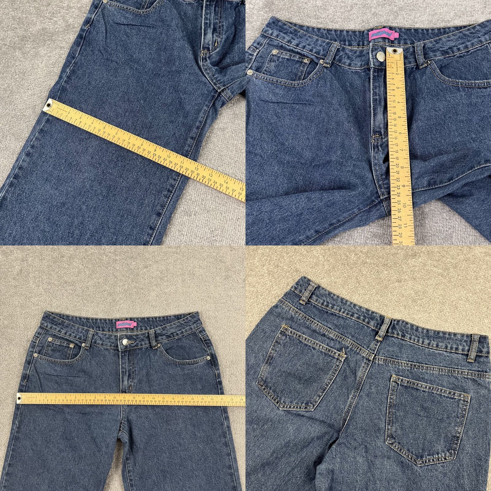 Vintage VINTAGE Edikted Wide Leg Jeans Womens Large 32x32 Blue Denim Grunge Skater Mid Rise Y2K Size 36" / US 14 / IT 50 - 8 Thumbnail