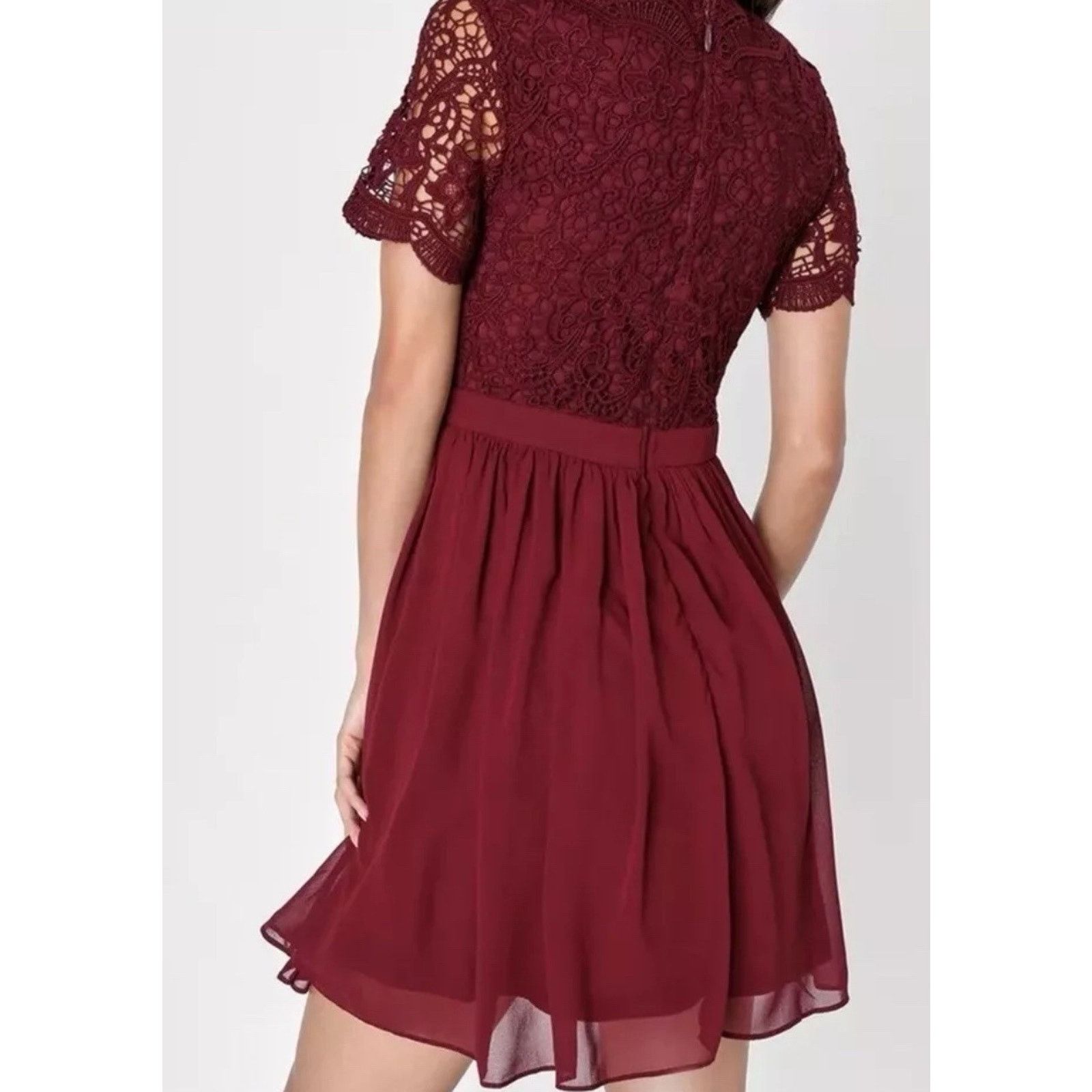 Other Lulus Angel in Disguise Burgundy Lace Dress Deep V Cocktail Size M / US 6-8 / IT 42-44 - 3 Thumbnail