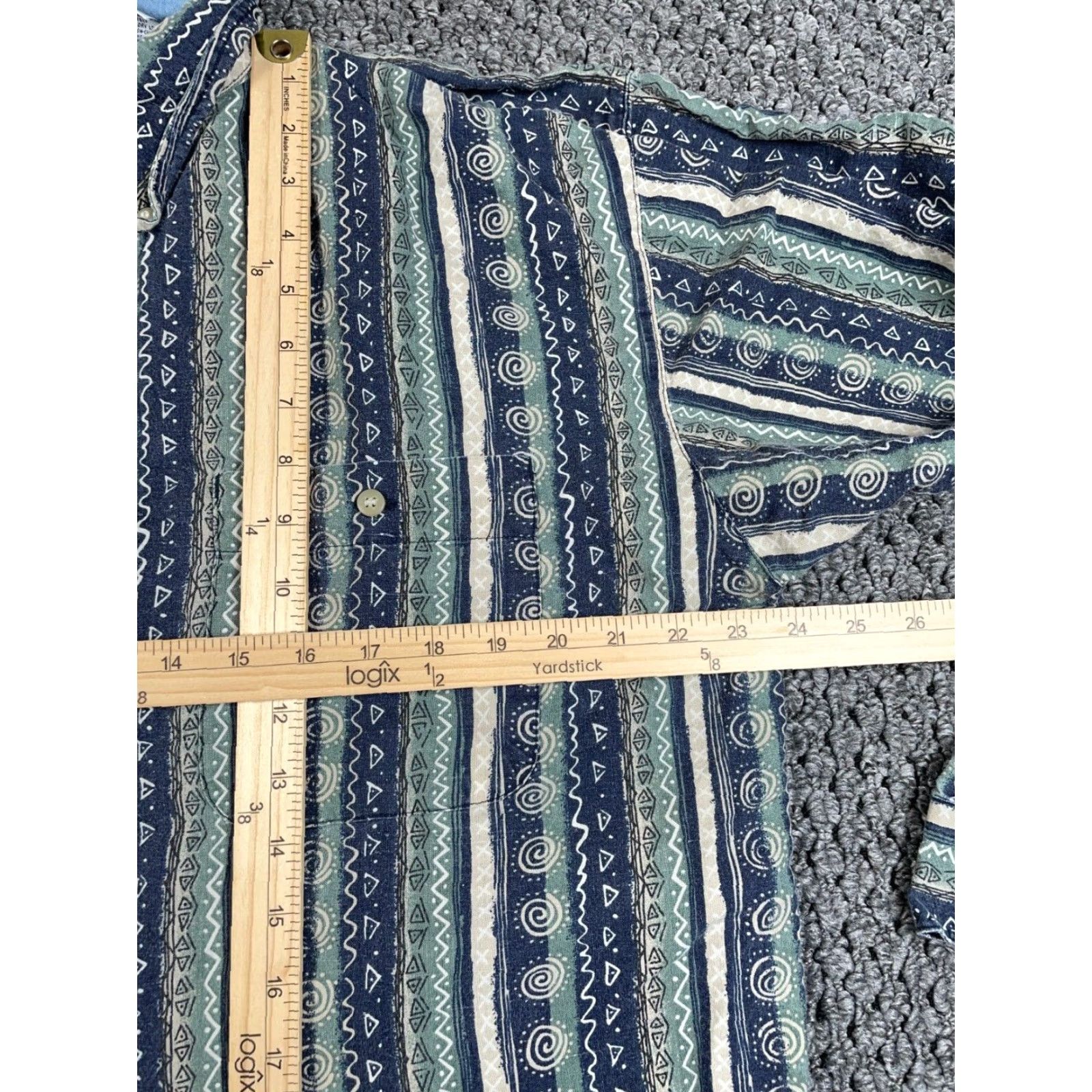 Bugle Boy VINTAGE Bugle Boy Geometric Pattern Shirt Adult XL Green Long Sleeve Button-Down Collared 90s Hippie Boho Mens Size US XL / EU 56 / 4 - 5 Thumbnail