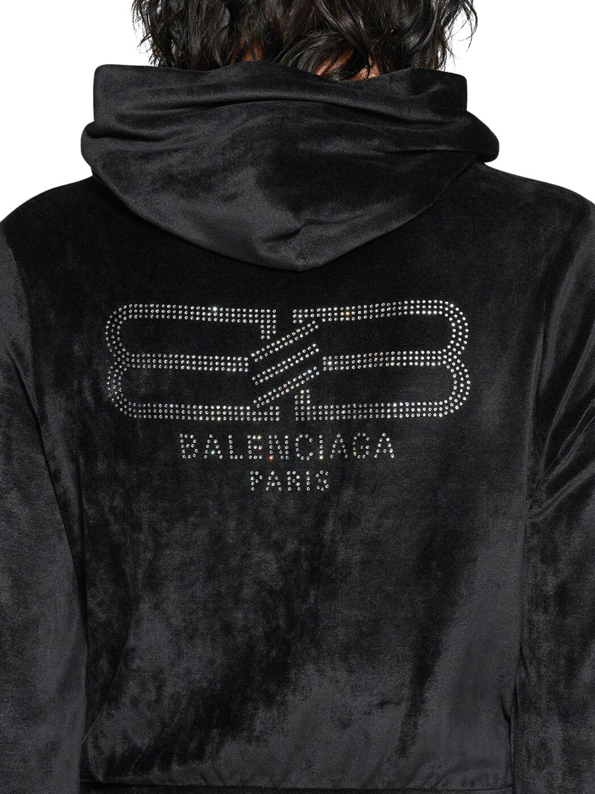Balenciaga oc11z1125 BB Paris Strass Zip-Up Hoodie in Black Size S / US 4 / IT 40 - 3 Thumbnail