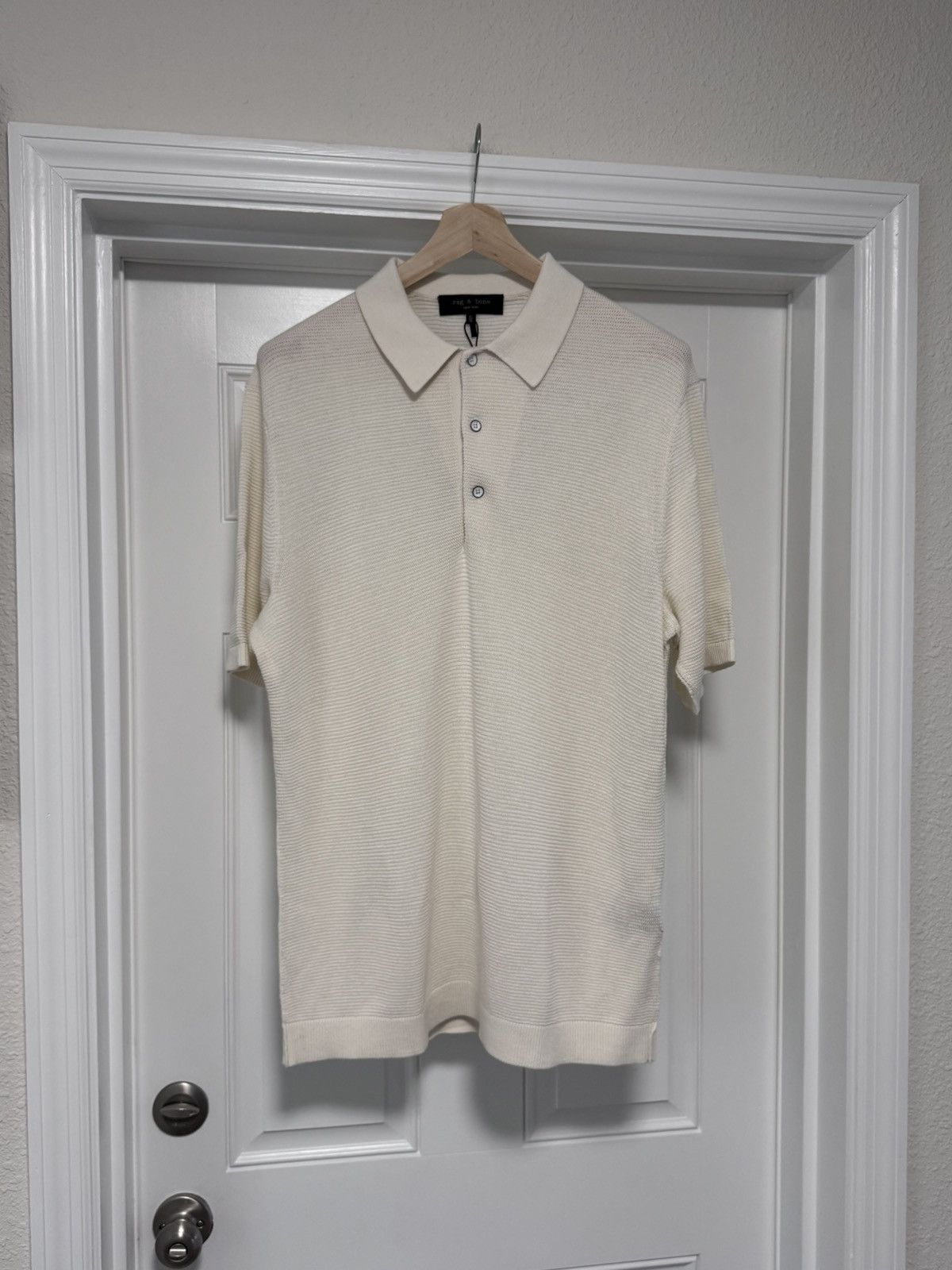 Rag & Bone rag & bone Lewis Polo Ivory Knit Sweater Shirt NWT XL Size US XL / EU 56 / 4 - 6 Thumbnail