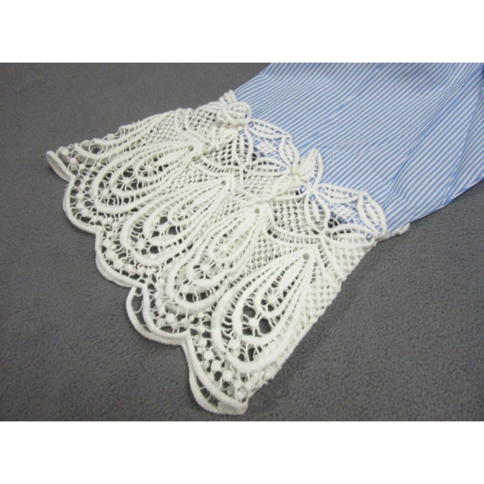 Vintage Christopher Banks Blouse Womens Large Blue Crochet 3/4 Bell Sleeve Tunic Size L / US 10 / IT 46 - 7 Thumbnail
