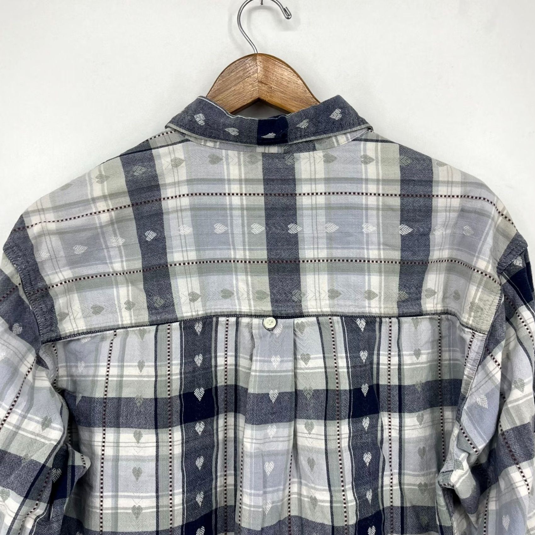 Vintage CST Blues Button-Up Shirt Womens 2X Blue Plaid Cotton Long Sleeve Size XXL / US 16-18 / IT 52-54 - 7 Thumbnail