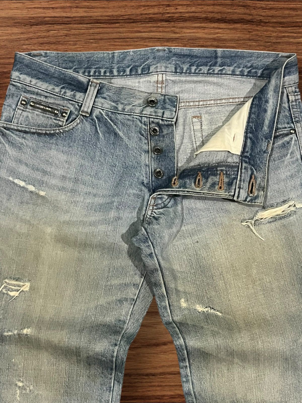 5351 POUR LES HOMMES ⚡️Flare⚡️5351 Pour Les Hommes Distressed Clawmark Flare Jeans Size US 34 / EU 50 - 6 Thumbnail