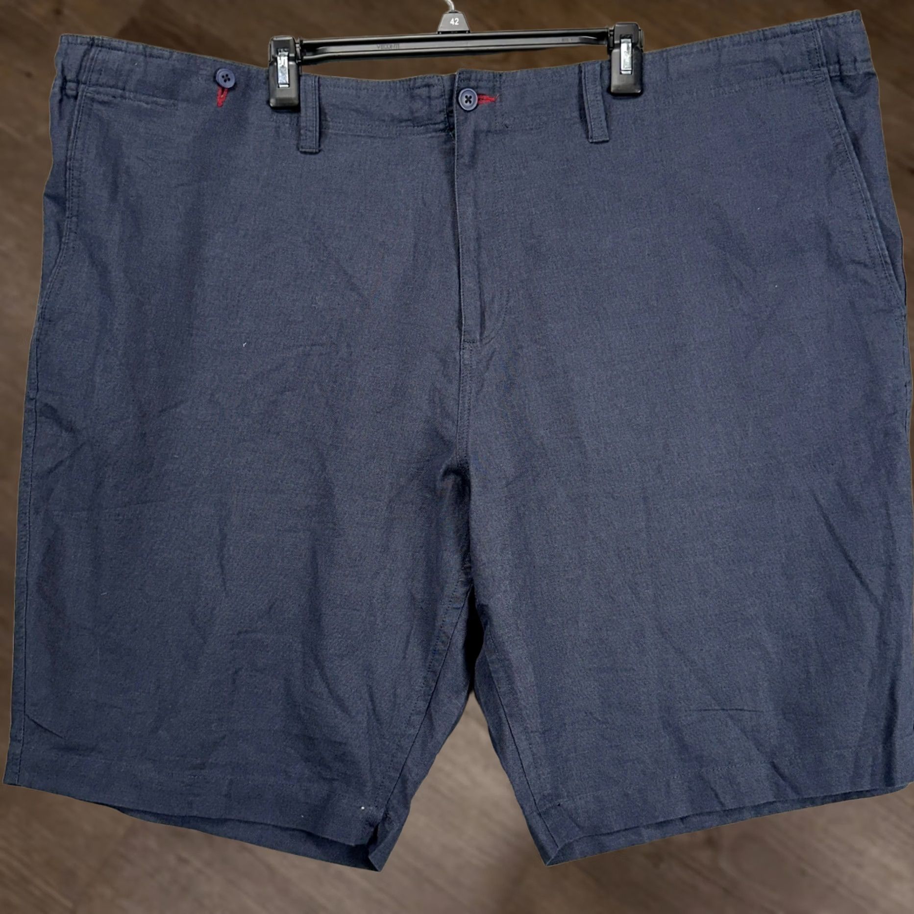 Vintage Axis Mens Shorts 2XB Big Tall Navy Blue Flat Front Pockets Casual Cotton Ramie Rayon Navy Blue 2XB Mens Big Tall Casual Shorts Size US 39 - 1 Thumbnail