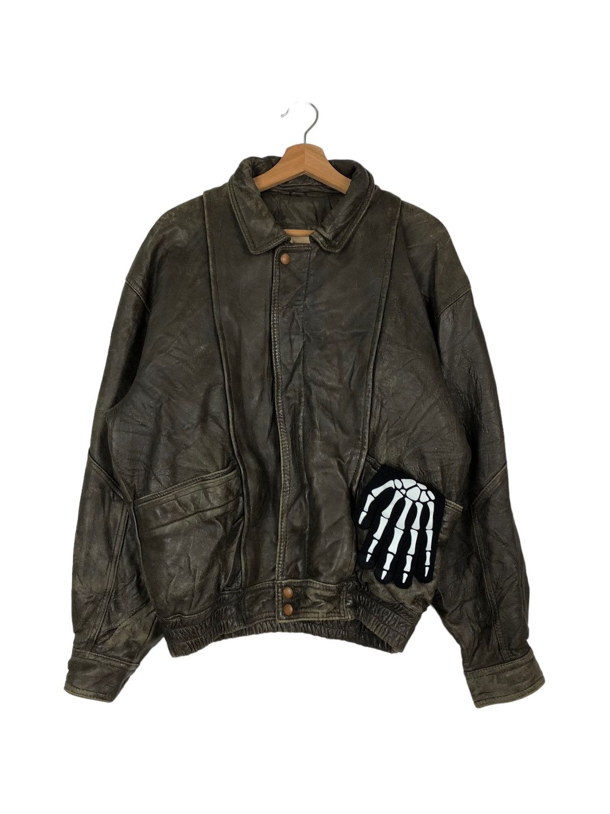 Japanese Brand 🔥90s RARE VINTAGE GENUINE BOMBERLEATHER JACKET CONTEMPORARY Size US L / EU 52-54 / 3 - 1 Thumbnail