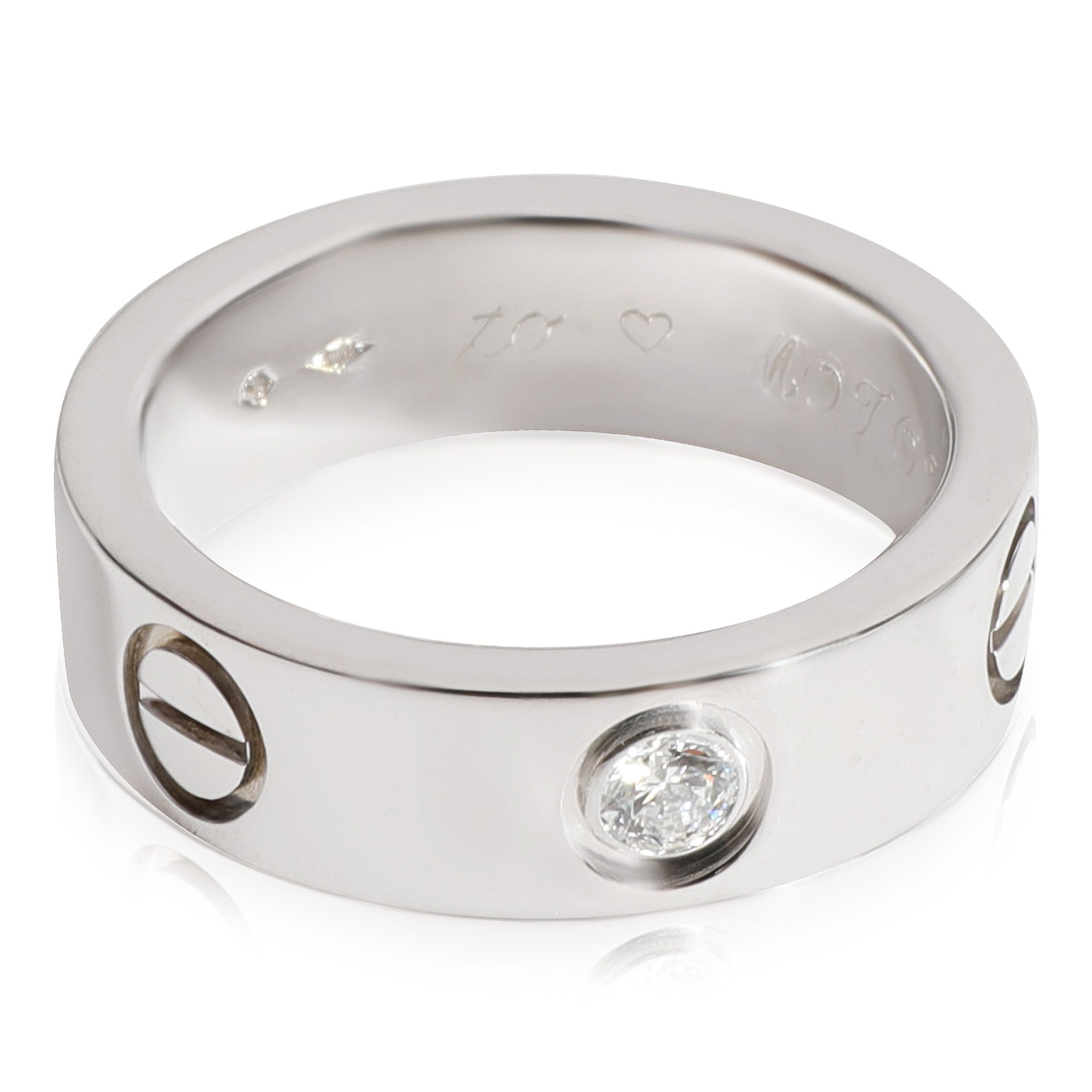 image of Cartier Love Diamond Ring In Platinum 0.07 Ctw in Silver, Women's