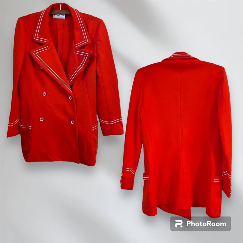 Vintage Act III red white 1970’s leisure suit coat dagger collar vin Size L / US 10 / IT 46 - 6 Thumbnail