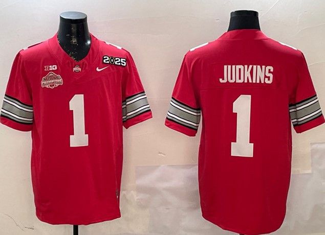 Other Men's Ohio State Buckeyes #1 Quinshon Judkins Red 2025 Size US S / EU 44-46 / 1 - 1 Thumbnail