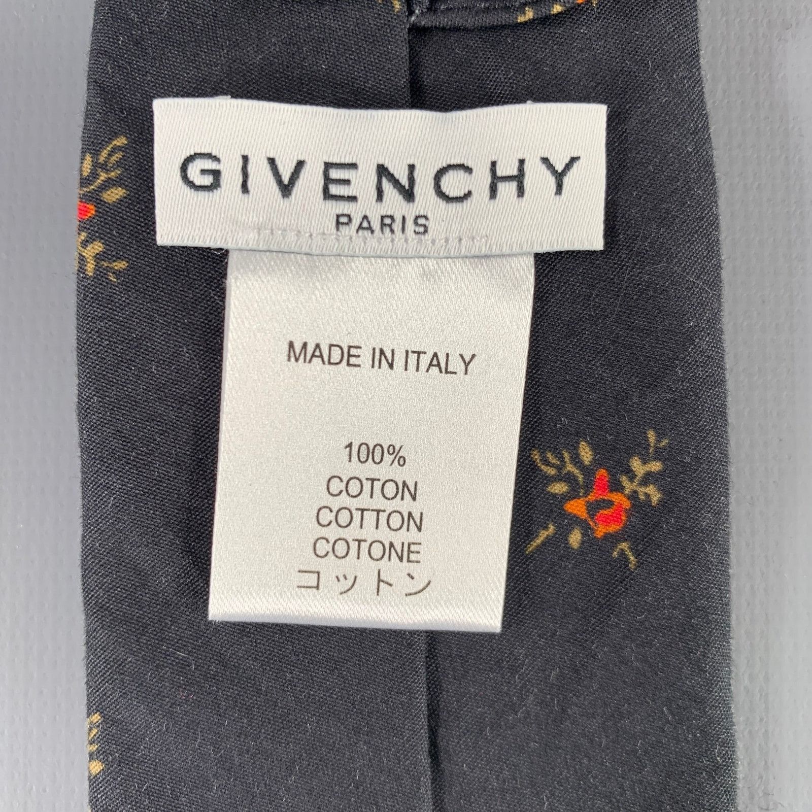 Givenchy GIVENCHY Black Red Floral Cotton Tie Size ONE SIZE - 3 Thumbnail