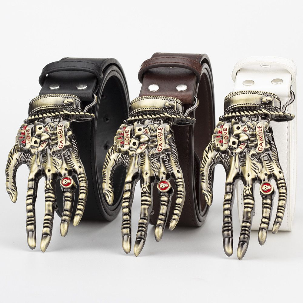 Designer Skull Vintage Belt Riveted Belts Menswear Accessories Size ONE SIZE - 1 Thumbnail