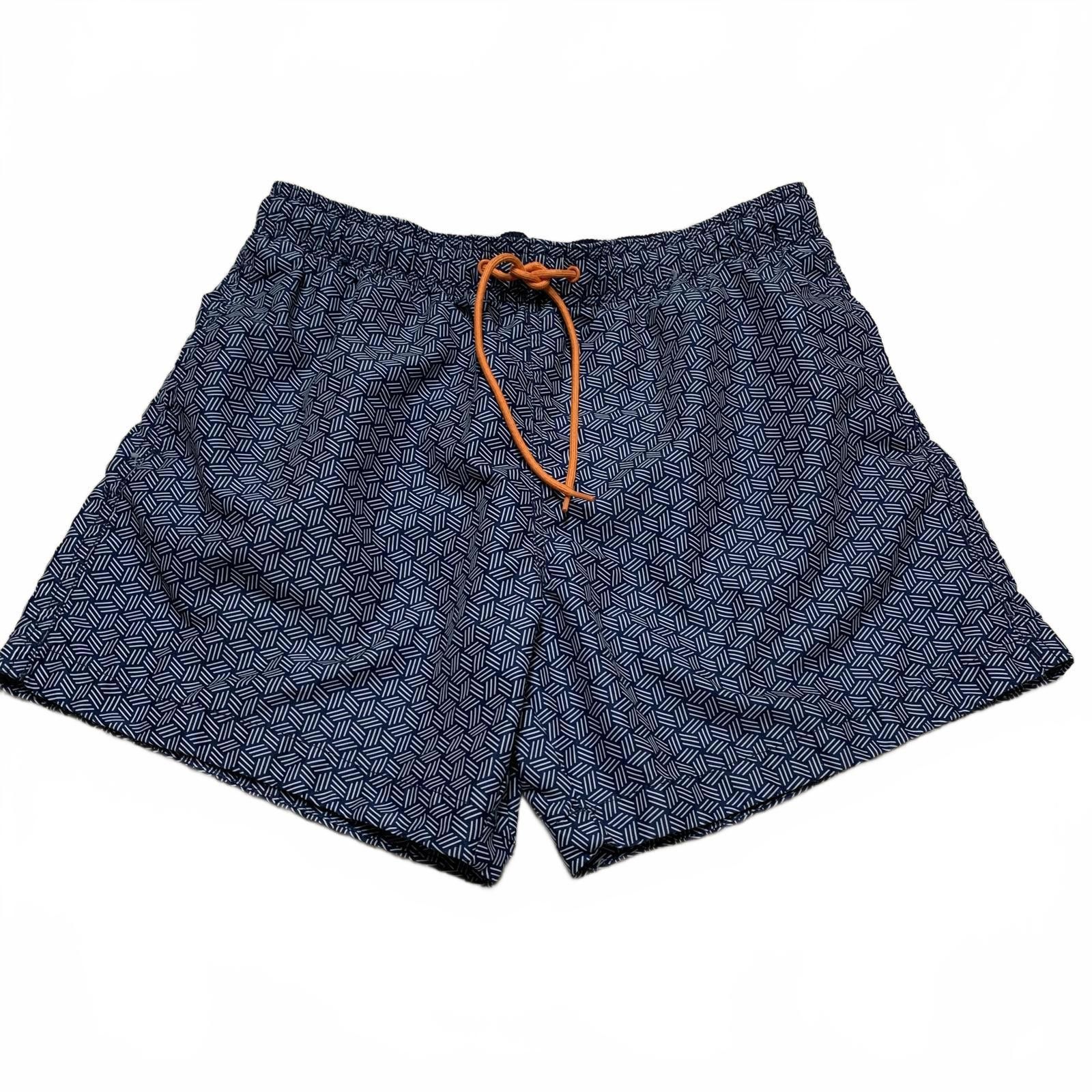 H&M H&M Men's Sz M Navy Geometric Pattern Swim Shorts Trunks Size US 32 / EU 48 - 1 Thumbnail