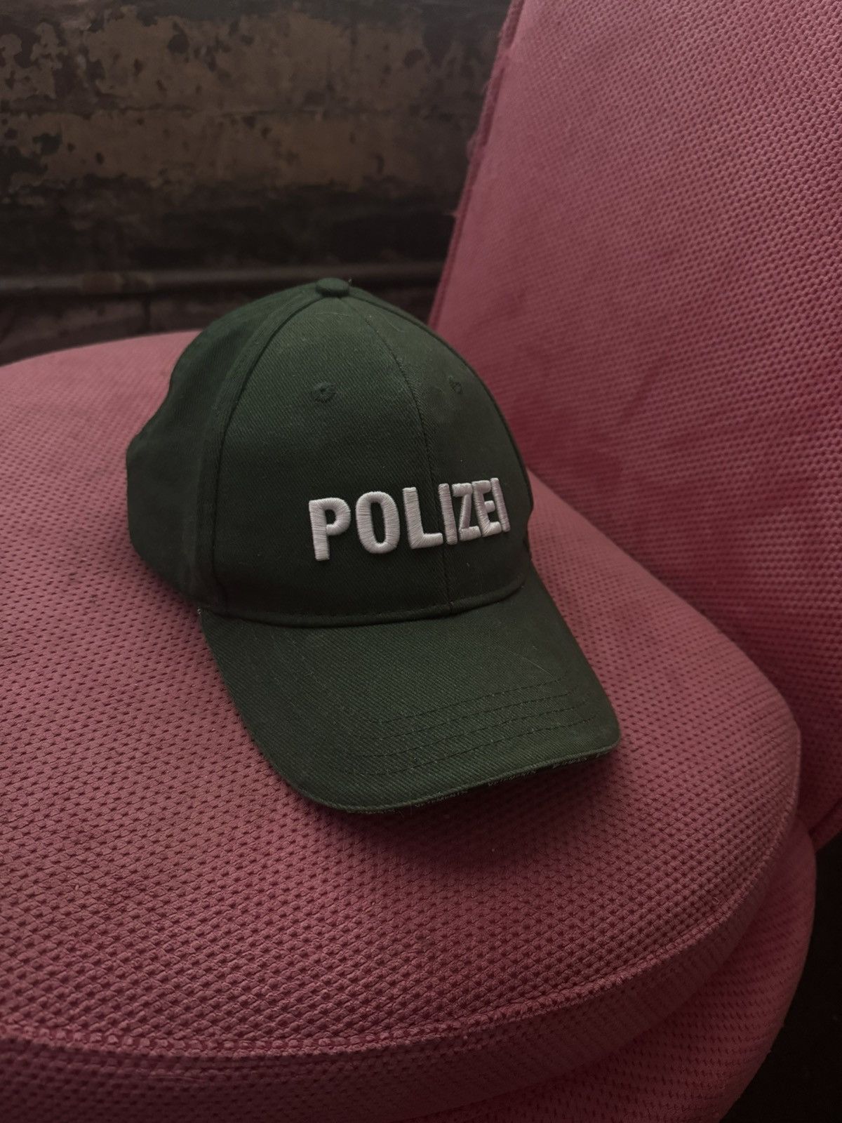 image of Vetements Polizei Adjustable Hat in Green, Men's