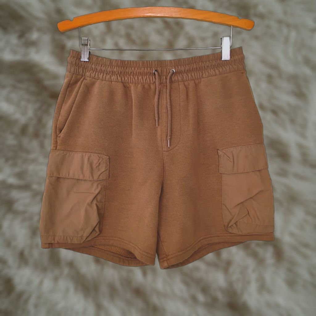 Pacsun Pacsun Cargo Sweat Shorts Mens Medium Brown Drawstring Elastic Waist Cargo Pocket 5.5 Inseam Size US 31 - 1 Thumbnail
