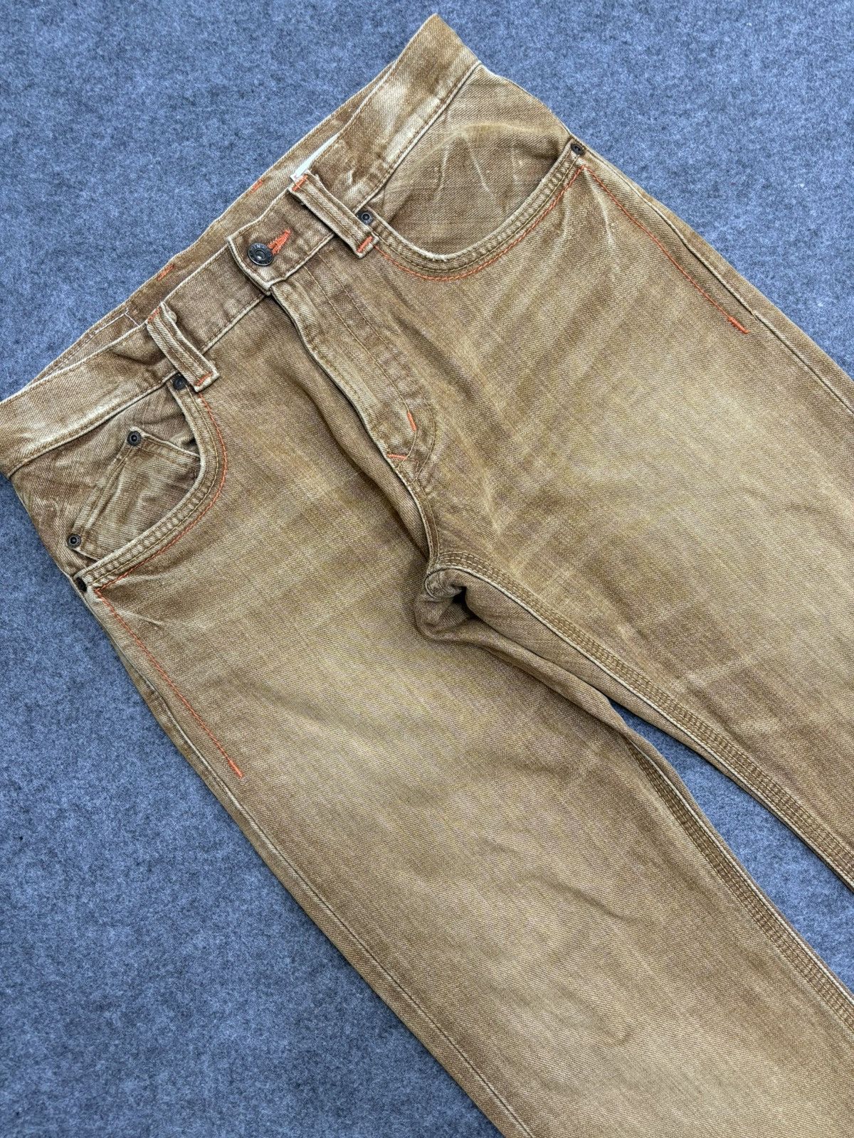 Edwin 💥Rare Colour💥Edwin 401XVS Rust Flare Cinch Back Denim F492 Size US 33 - 11 Thumbnail