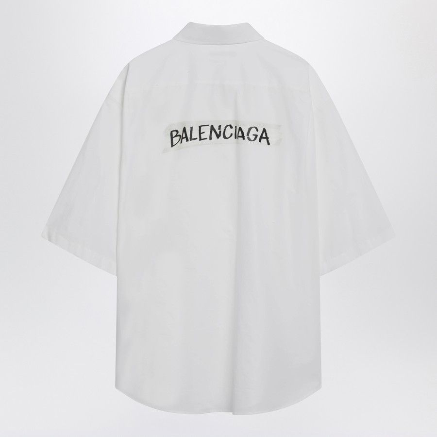 Balenciaga o1d2blof0226 Tape Shirt in White Size US M / EU 48-50 / 2 - 2 Thumbnail