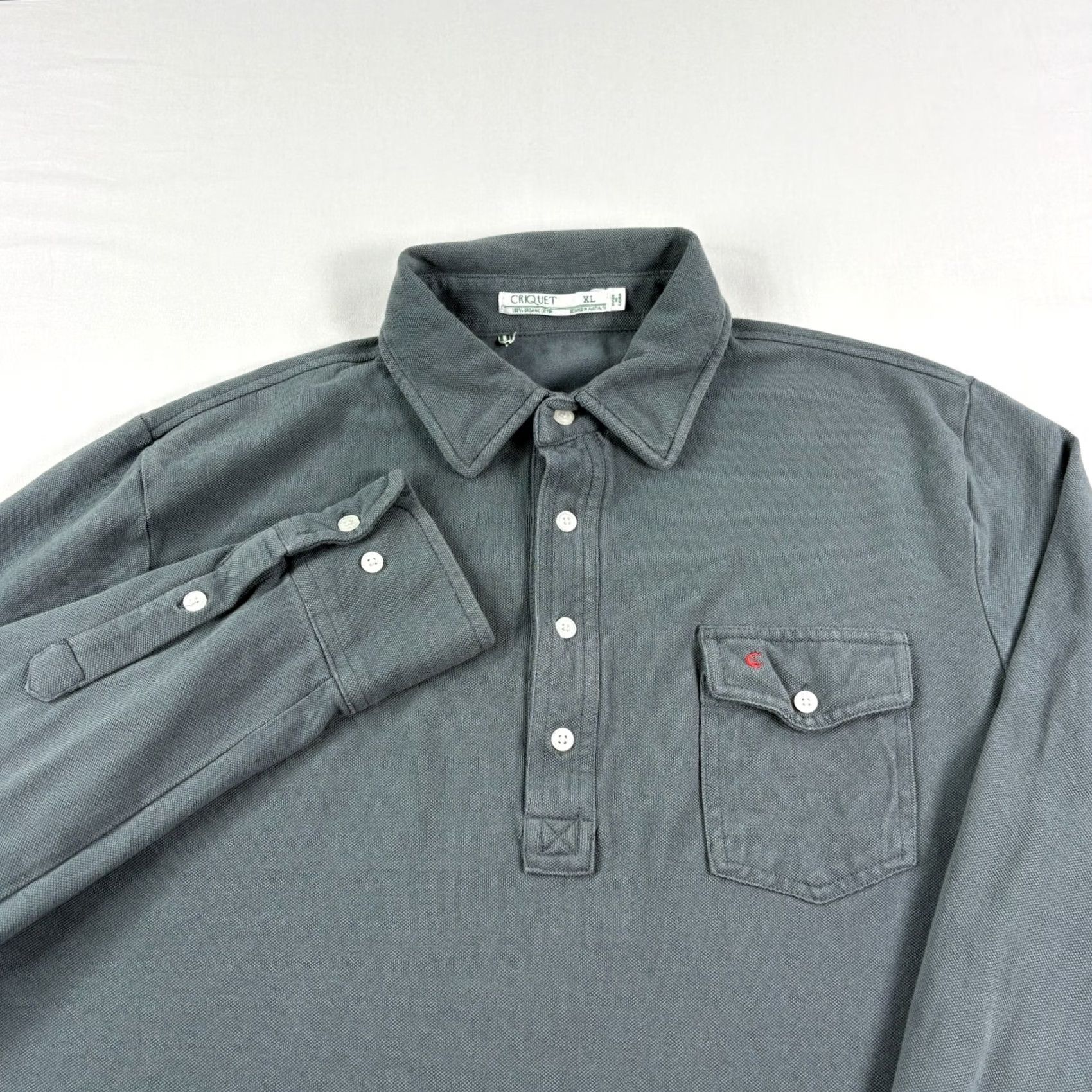 Vintage Criquet Polo Shirt Mens XL Gray Long Sleeve Pocket Casual Organic Cotton Preppy Shirt Mens XL Gray Polo Pocket Organ ic Cotton Preppy Size US XL / EU 56 / 4 - 2 Thumbnail