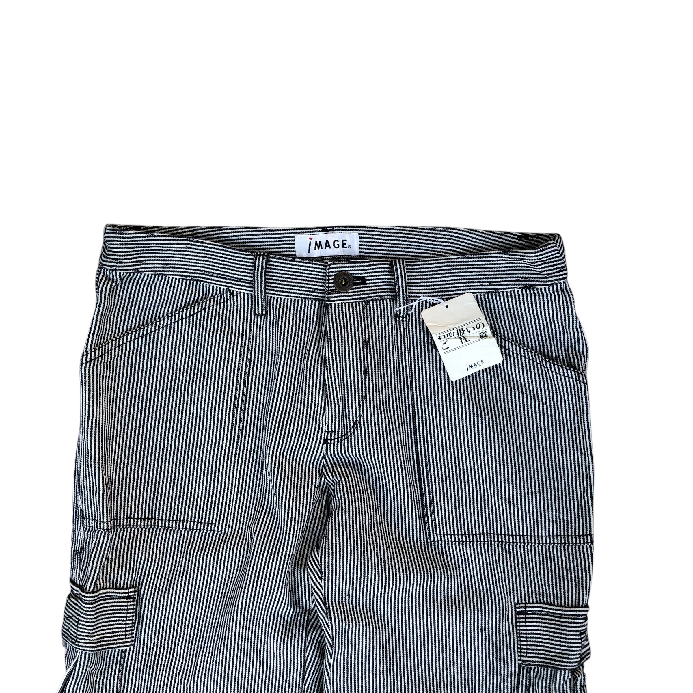 Japanese Brand Y2K Flare Cargo Pants Striped Bootcut Japanese Streetwear Size US 29 - 3 Thumbnail