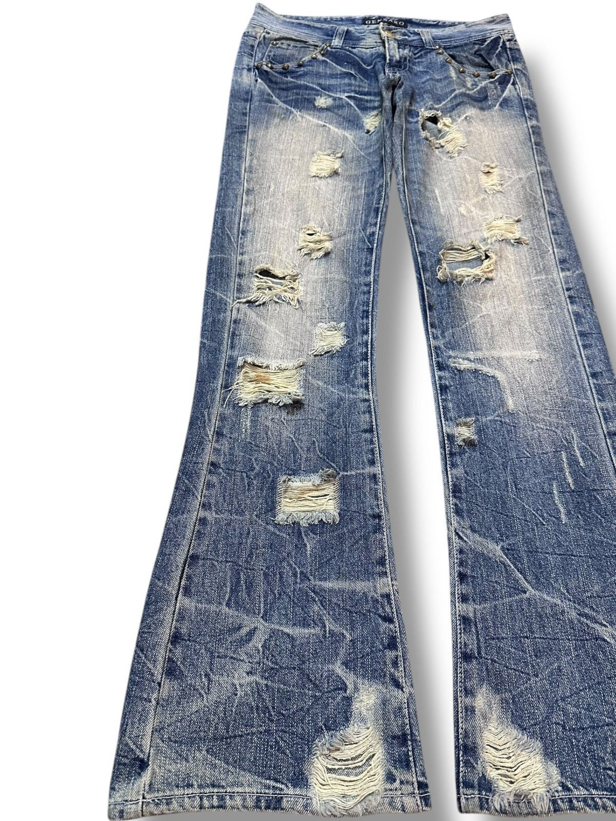 Gene Par Yukio Mishiba Vintage Gennaro Flare Faded Grunge Ripped Distressed Denim Size US 30 / EU 46 - 3 Thumbnail
