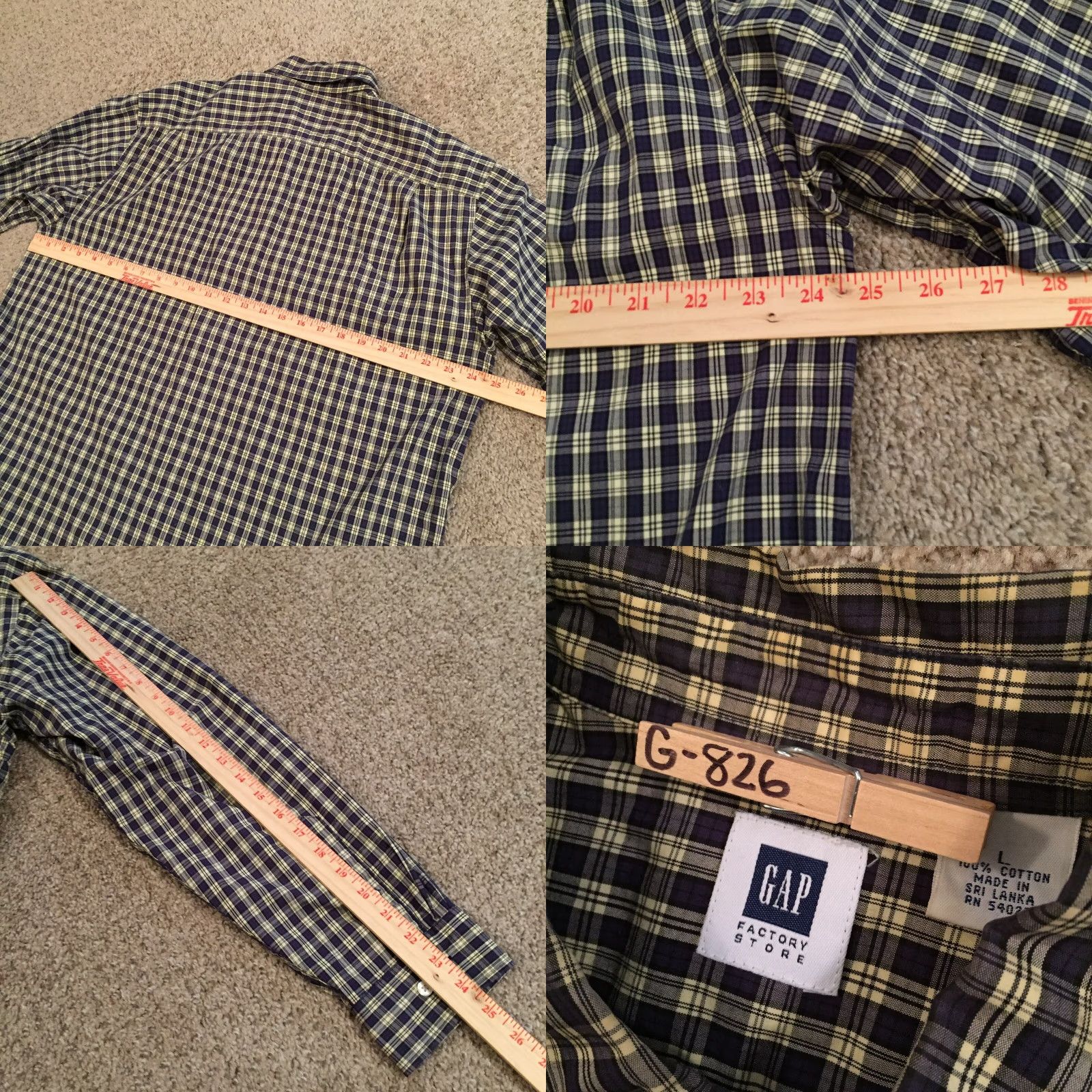 Gap Gap Shirt Button-Up Mens Large Blue Plaid Long Sleeve Casual Cotton Size US L / EU 52-54 / 3 - 8 Thumbnail