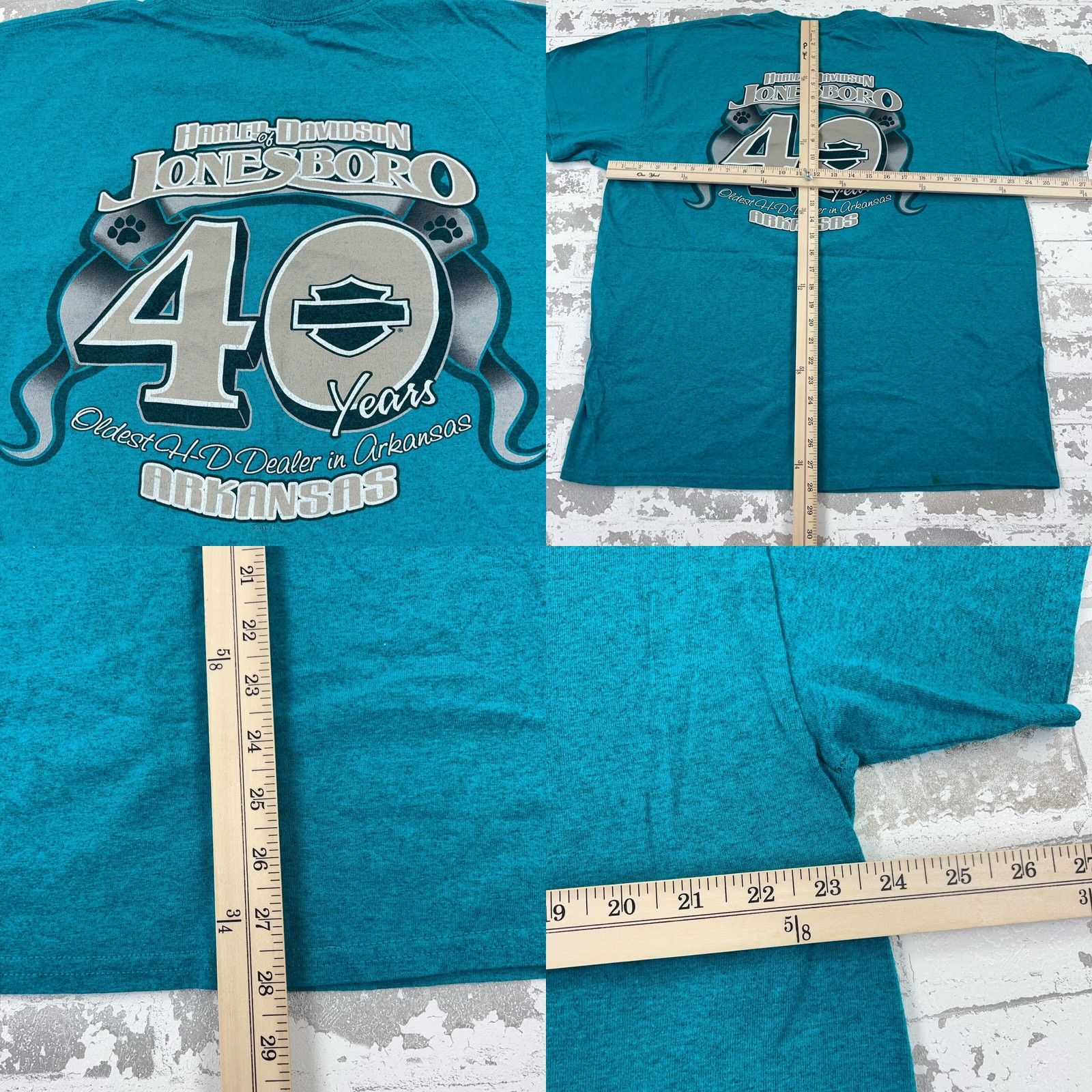 Harley Davidson Harley-Davidson Shirt Men Blue Teal Graphic Print 80s Biker Motorcycle Tee XL Adults Size US XL / EU 56 / 4 - 8 Thumbnail