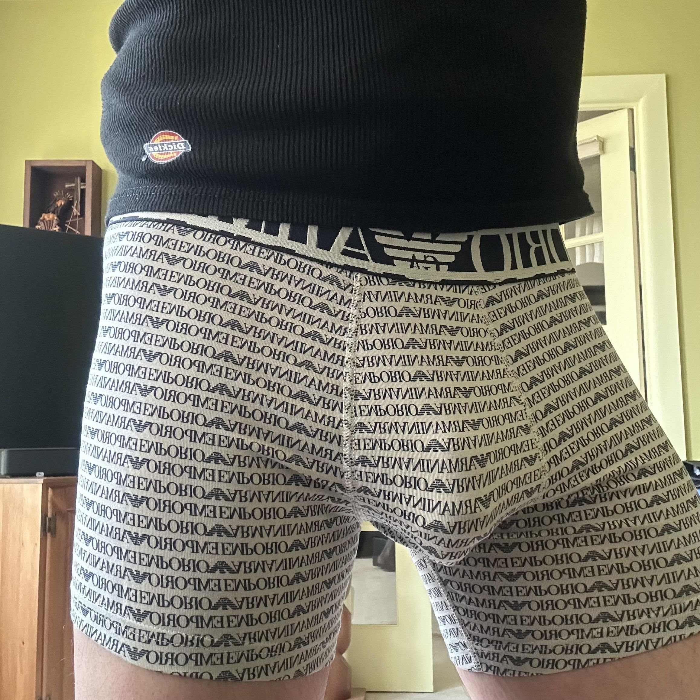 Emporio Armani GA EMPORIO ARMANI All-Over Logo STRETCH COTTON TRUNKS Sz M Size 32 - 14 Thumbnail