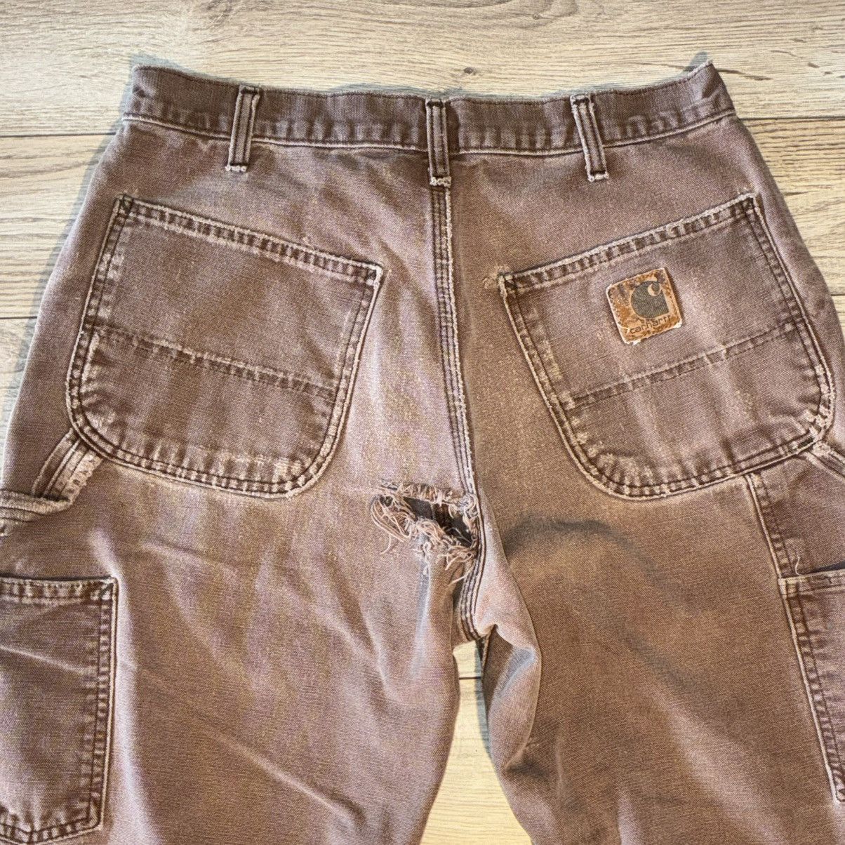 Carhartt Brown Carhartt carpenter pants distressed thrashed Size US 30 / EU 46 - 4 Thumbnail