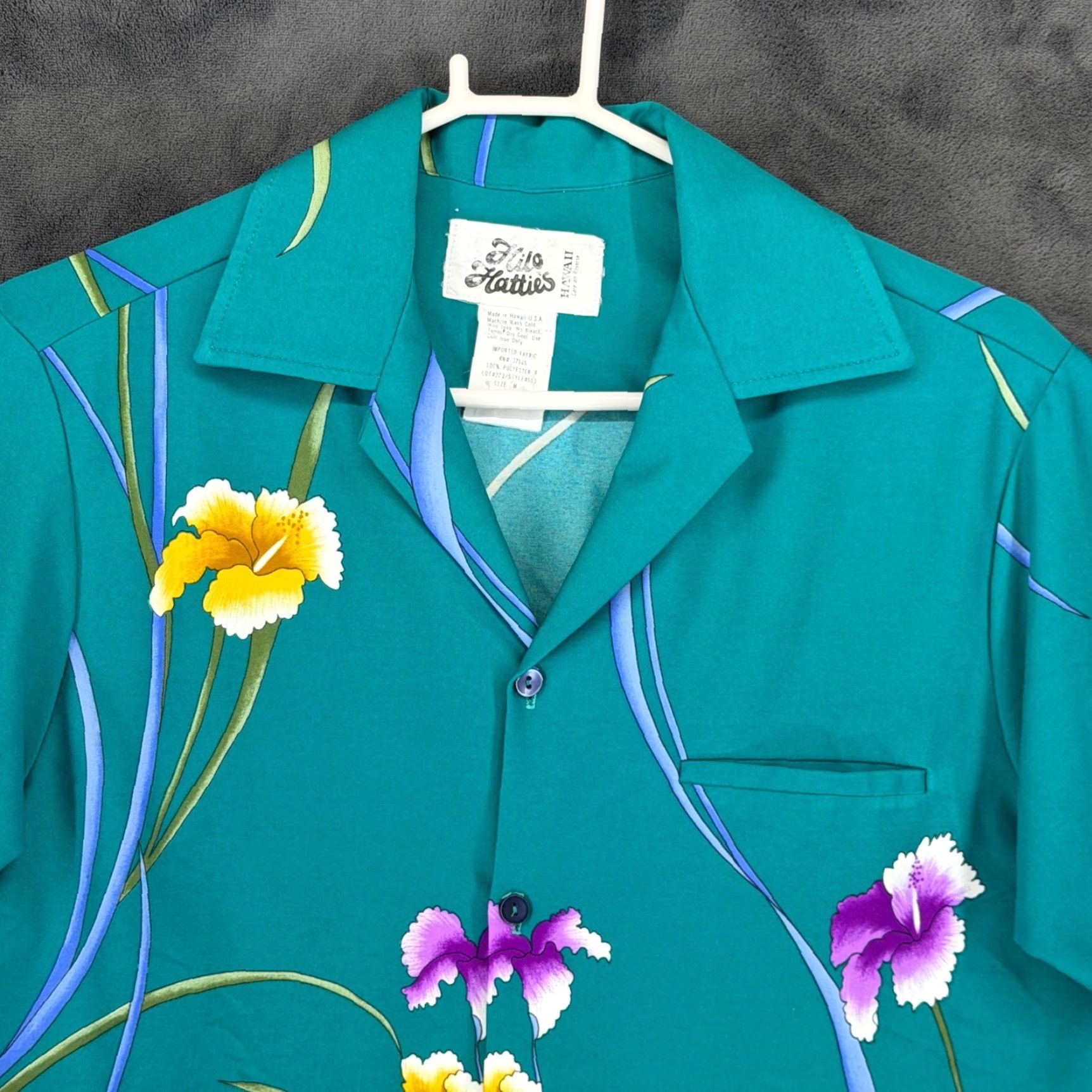 Hilo Hattie VINTAGE Hilo Hattie Teal Floral Hibiscus Hawaiian Shirt M Mens Short Sleeve Blue Size US M / EU 48-50 / 2 - 2 Thumbnail