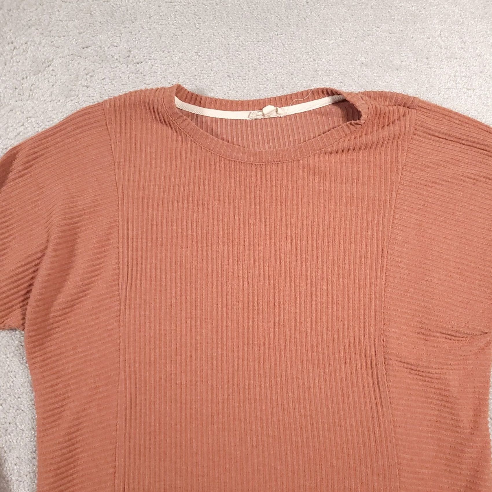 Vintage Rose and Delaney Sweater Womens Medium Orange Ribbed Pullover Crewneck Soft Cozy Size M / US 6-8 / IT 42-44 - 3 Thumbnail