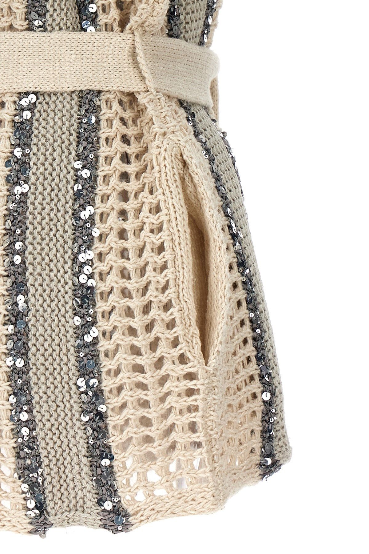 Brunello Cucinelli o1y0725 Sleeveless Cardigan in Ivory/Gray Size S / US 4 / IT 40 - 4 Thumbnail