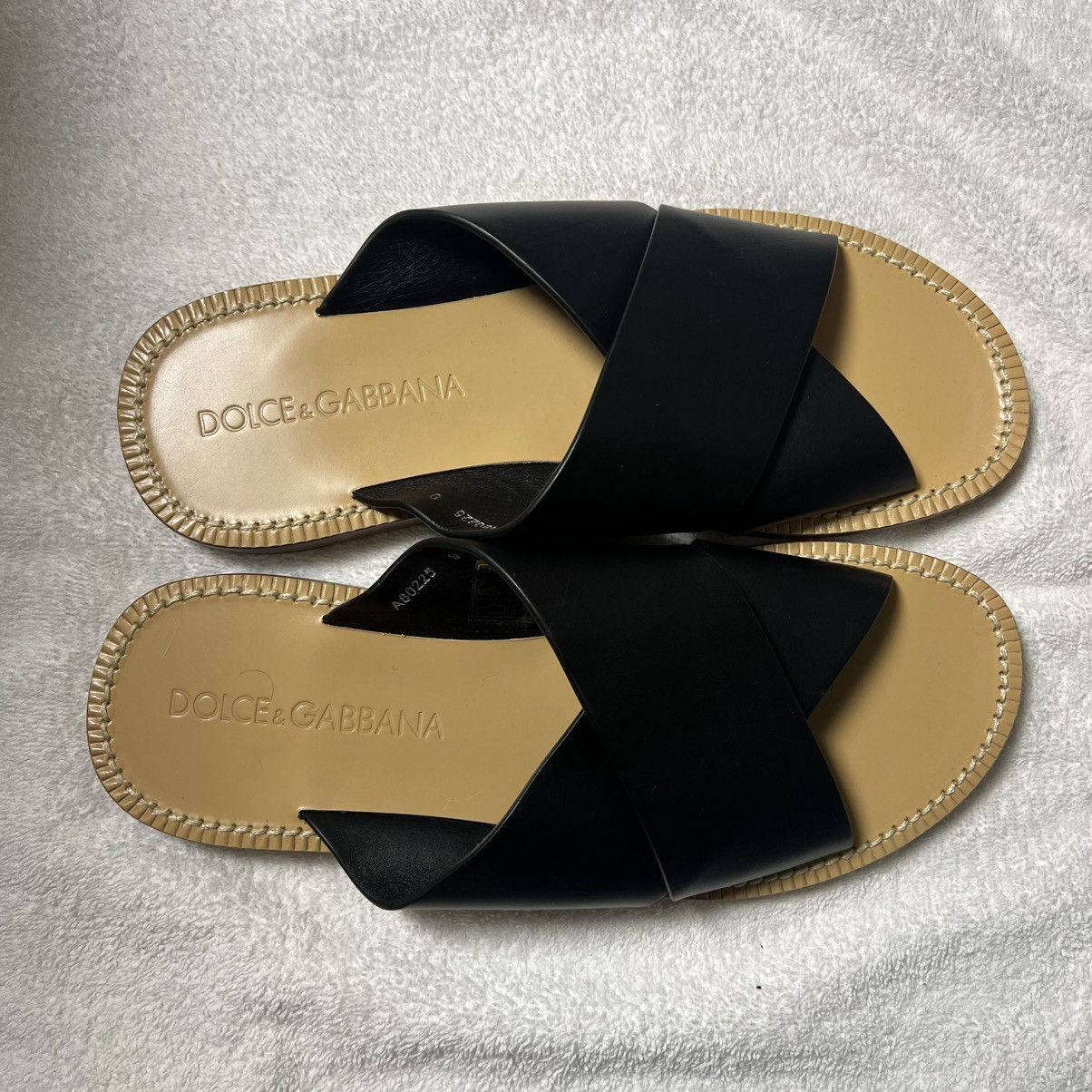 Dolce & Gabbana Dolce & Gabbana Men’s Leather Slides Size US 9 / EU 42 - 4 Thumbnail
