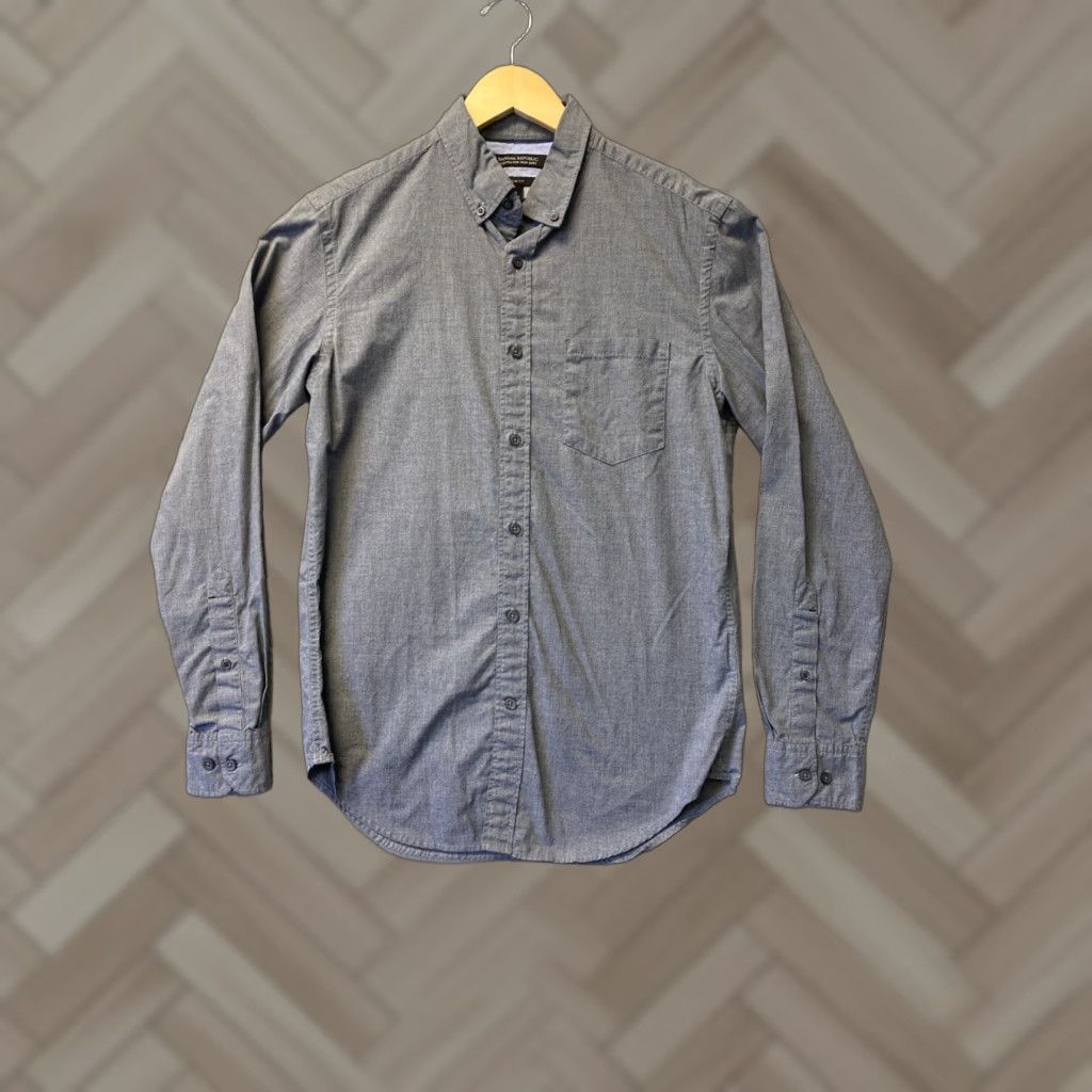 Banana Republic Banana Republic Shirt Men's Slim Button-Up Long Sleeve Gray Solid - Size S - Classic Preppy Casual Formal All Seasons Size US S / EU 44-46 / 1 - 1 Thumbnail