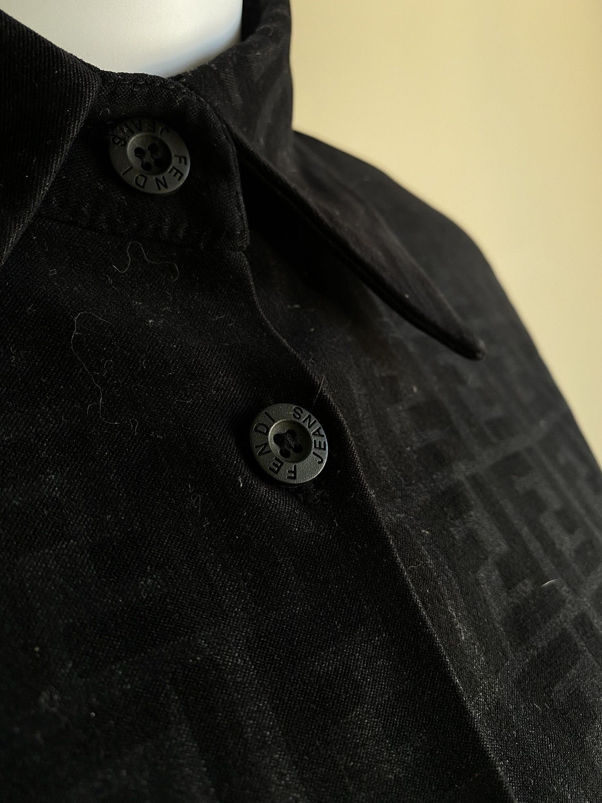 Fendi Vintage Fendi FF Zucca Monogram Black Velour Button Up Shirt Size S / US 4 / IT 40 - 5 Thumbnail