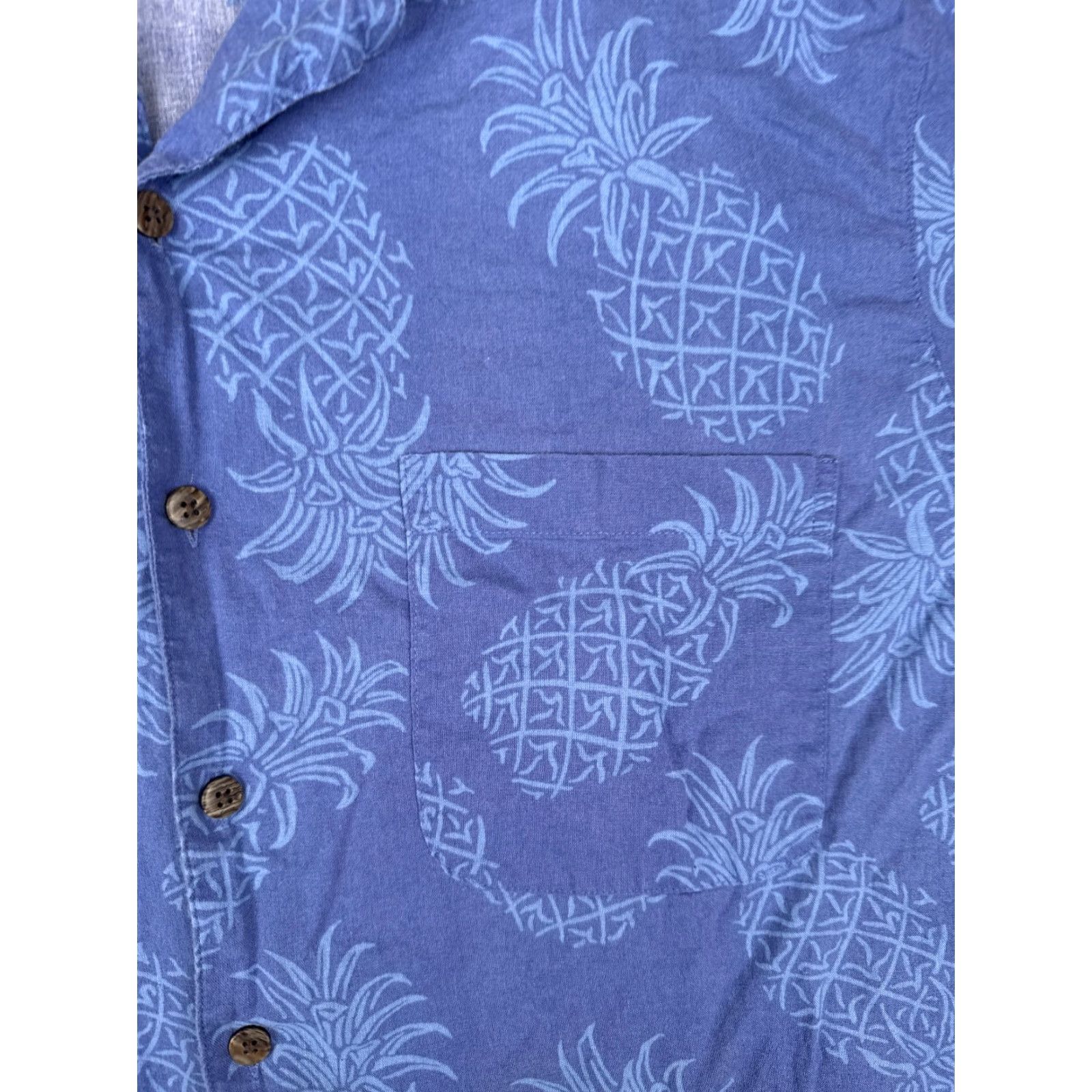 George George Shirt Adult XL Blue Pineapple Floral Button Hawaiian Rayon READ Size US XL / EU 56 / 4 - 6 Thumbnail