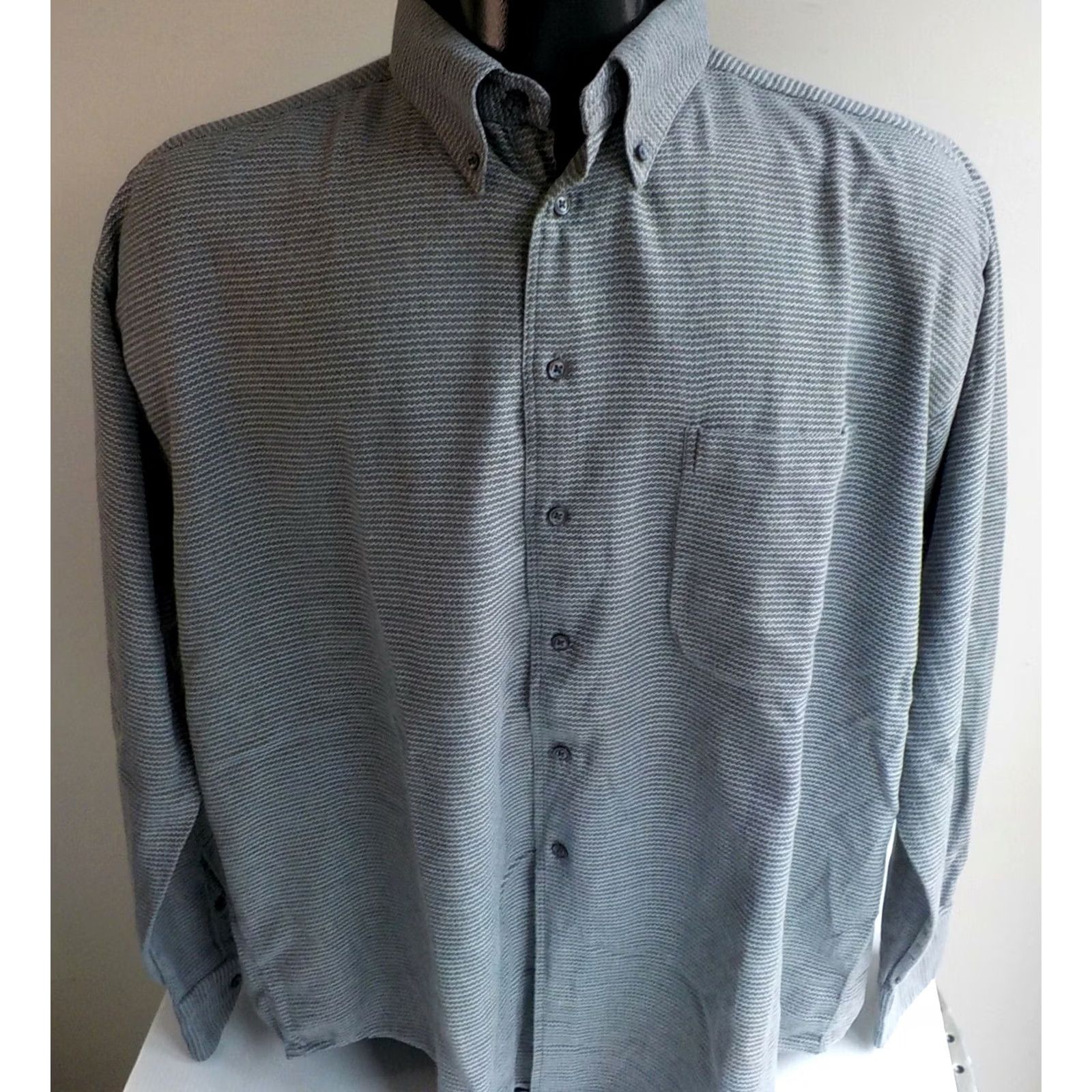 Vintage GITMAN Bros. Zig Zag Pattern Cotton L/S Shirt XL Black/White Button-Down Shirt Mens Size US XL / EU 56 / 4 - 2 Thumbnail