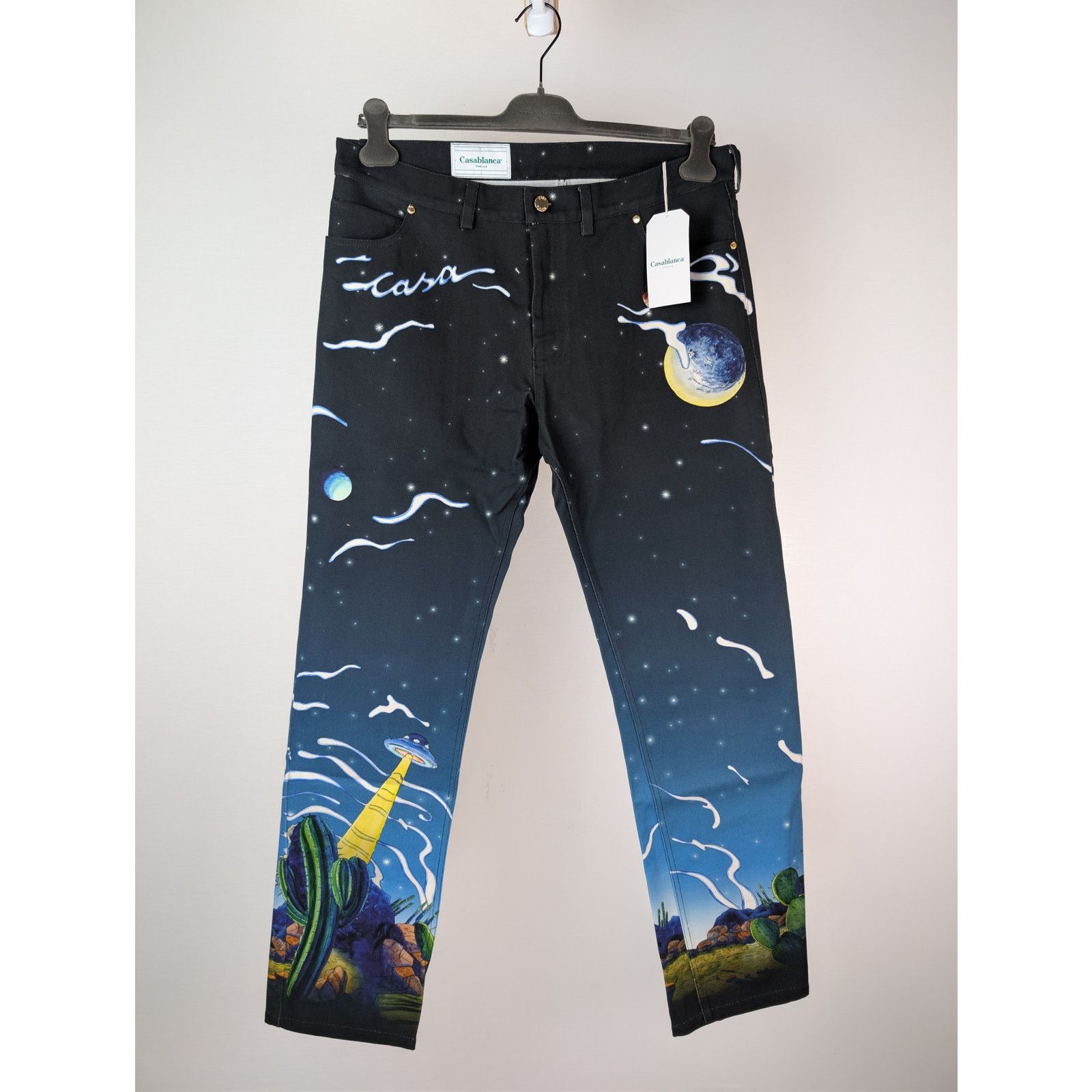 Casablanca o1rshd1 Cowboy De L'Espace Printed Straight Leg Denim Jeans Size US 36 / EU 52 - 9 Thumbnail