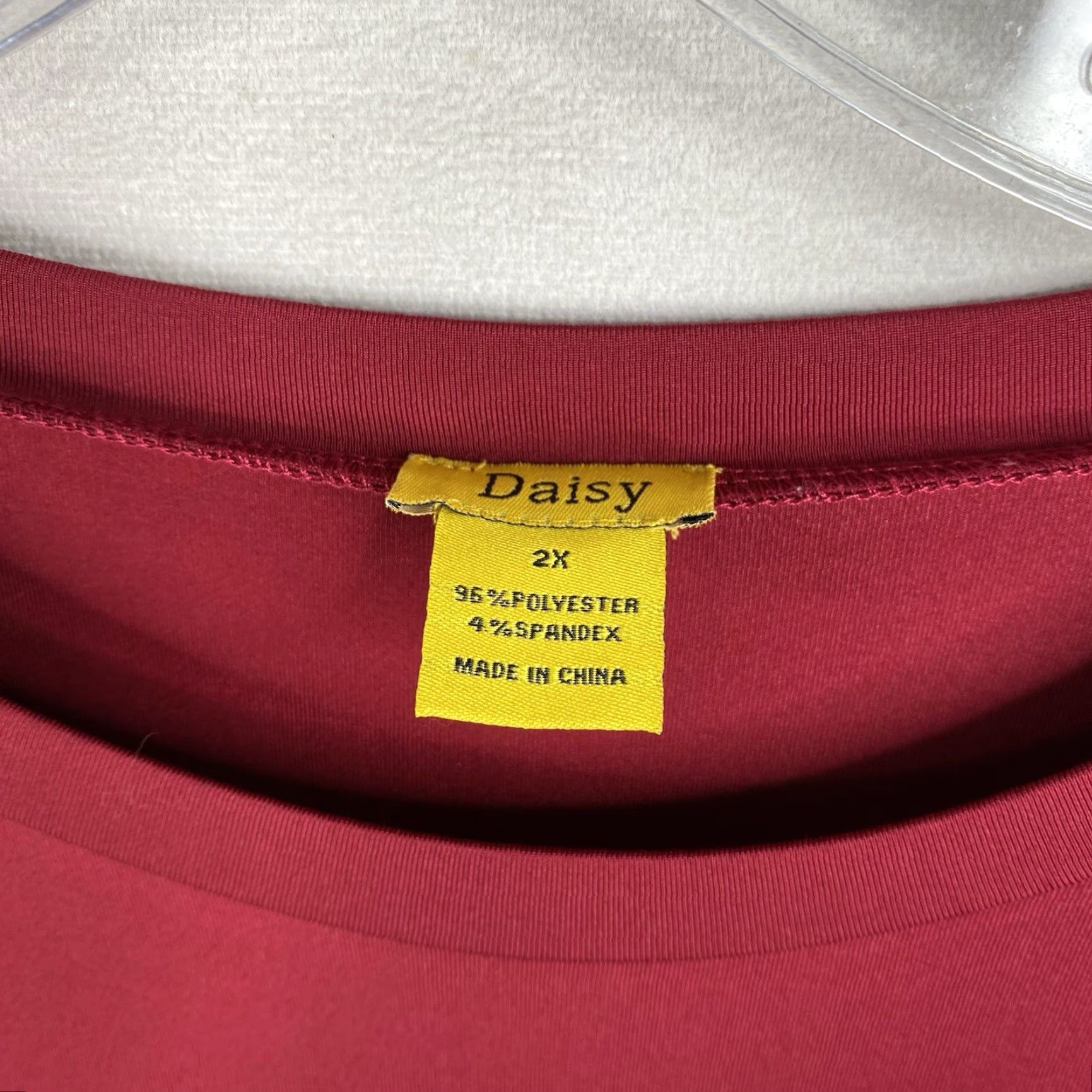 Vintage Daisy Long Sleeve Bodysuit Burgundy Red Slimming Knit 2X Daisy Women+ 2X Red Shop Bodysuit Slimming Top Size XXL / US 16-18 / IT 52-54 - 2 Thumbnail