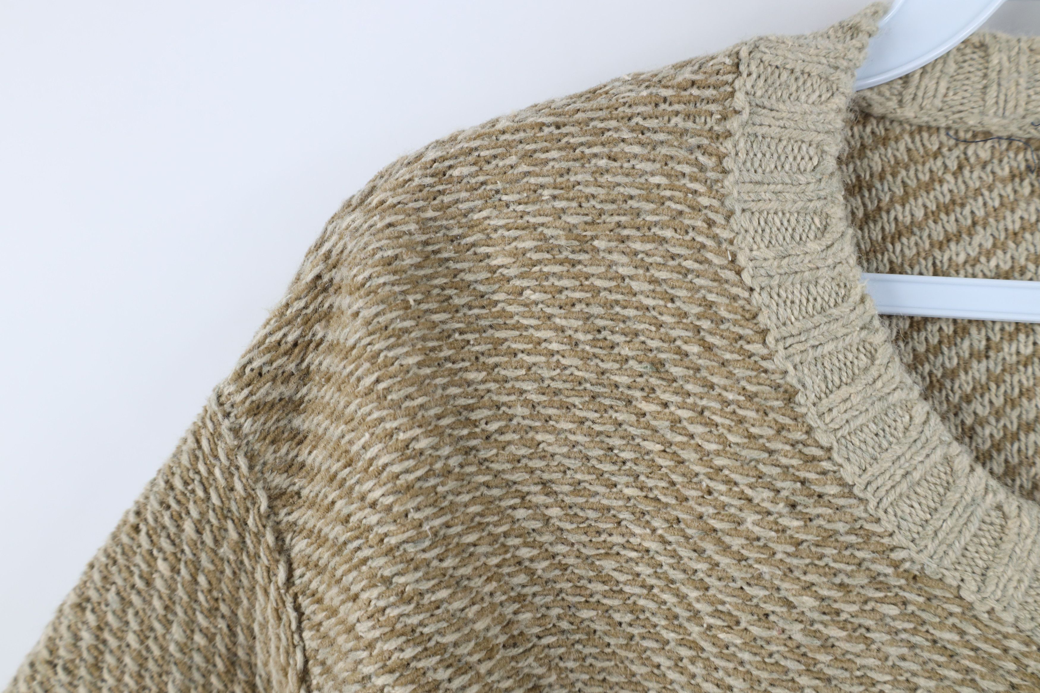 Vintage Vintage 90s Streetwear Tone Knit Crewneck Sweater Beige Size US M / EU 48-50 / 2 - 8 Thumbnail