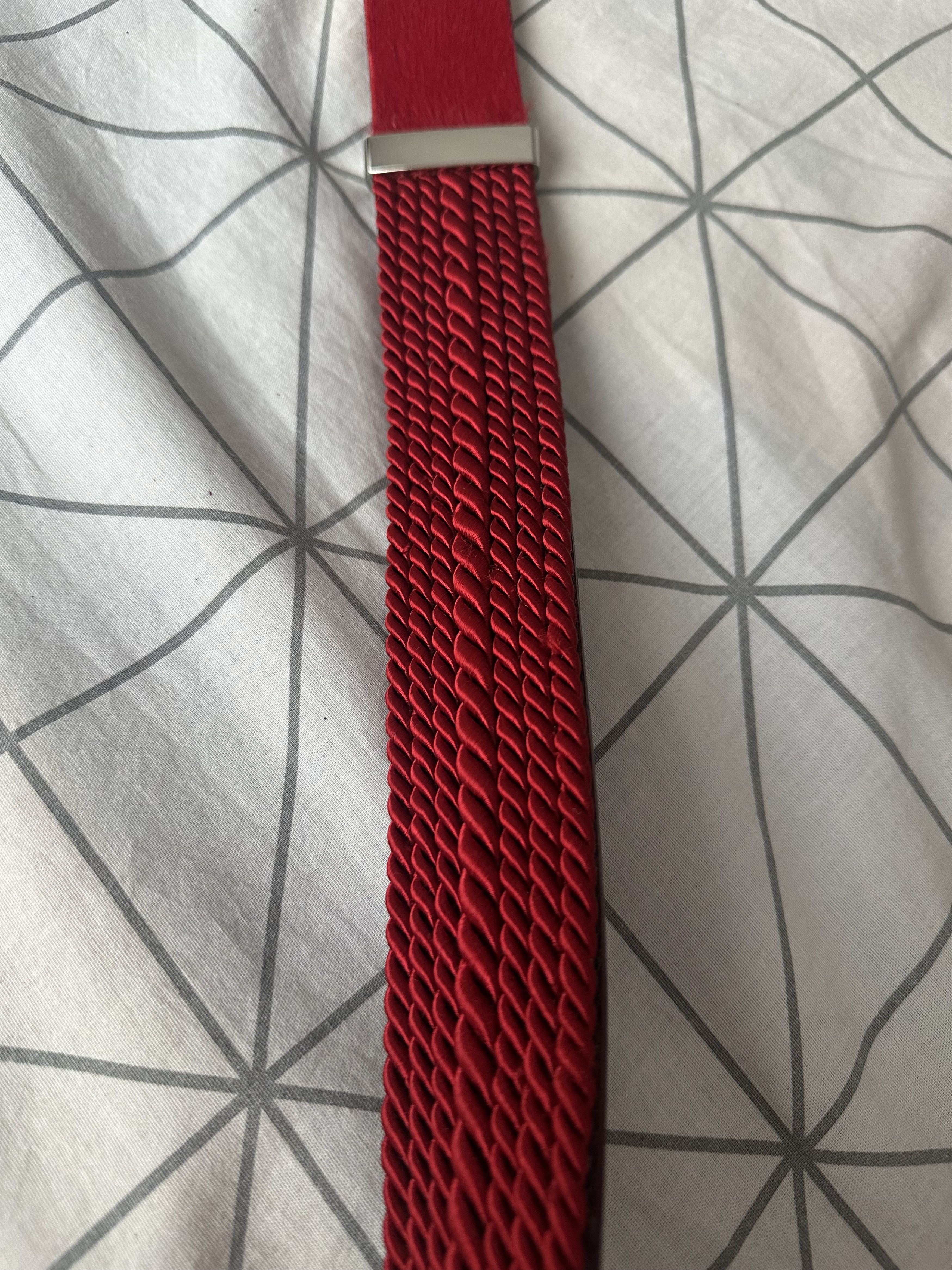 Balmain × H&M 2015 Balmain x H&M Pony Hair Red/Silver Belt Rare Size 38 - 6 Thumbnail
