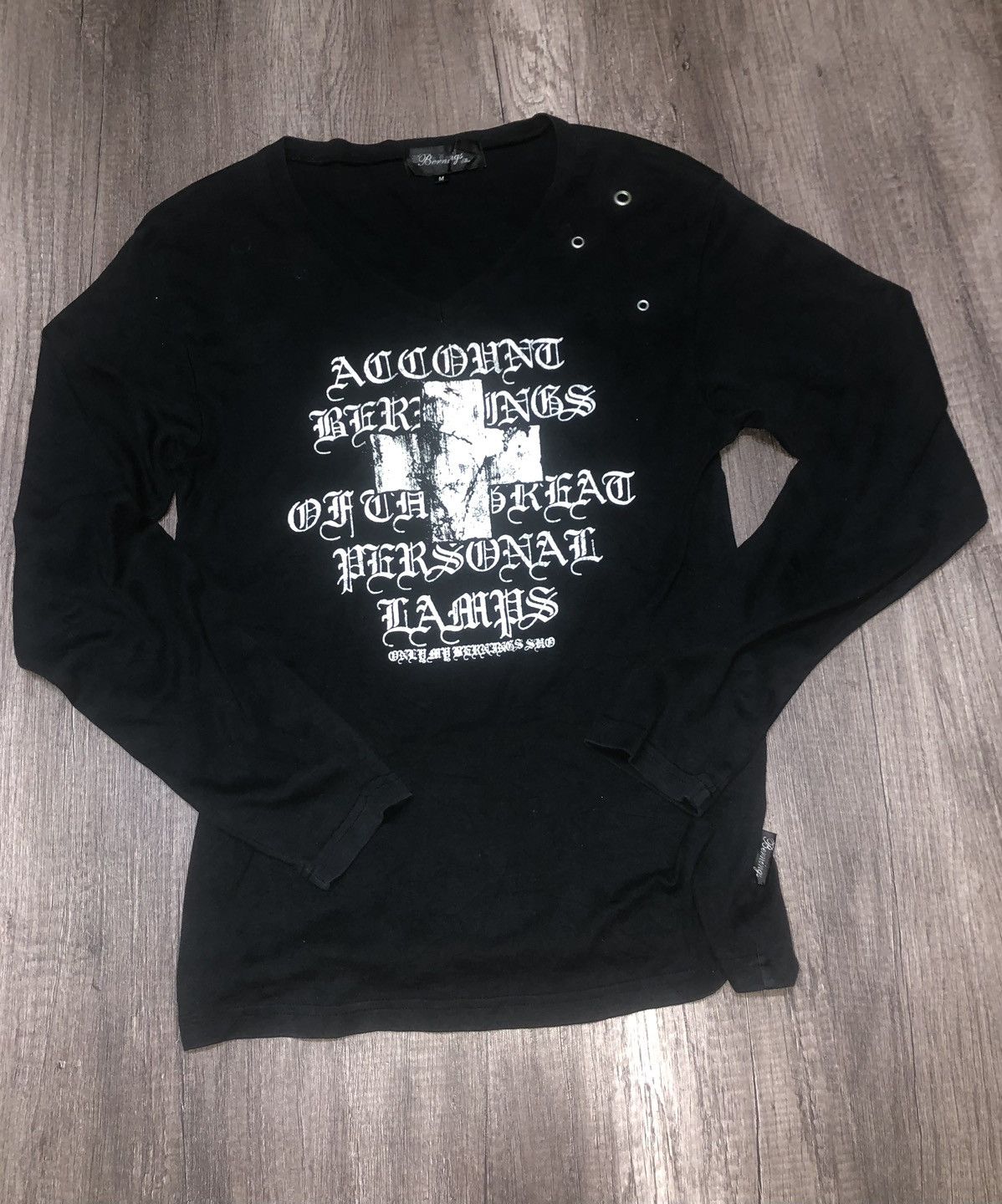Japanese Brand Bernings Sho Black Label V Stitch Long Sleeve Tee Shirt Size US M / EU 48-50 / 2 - 19 Thumbnail