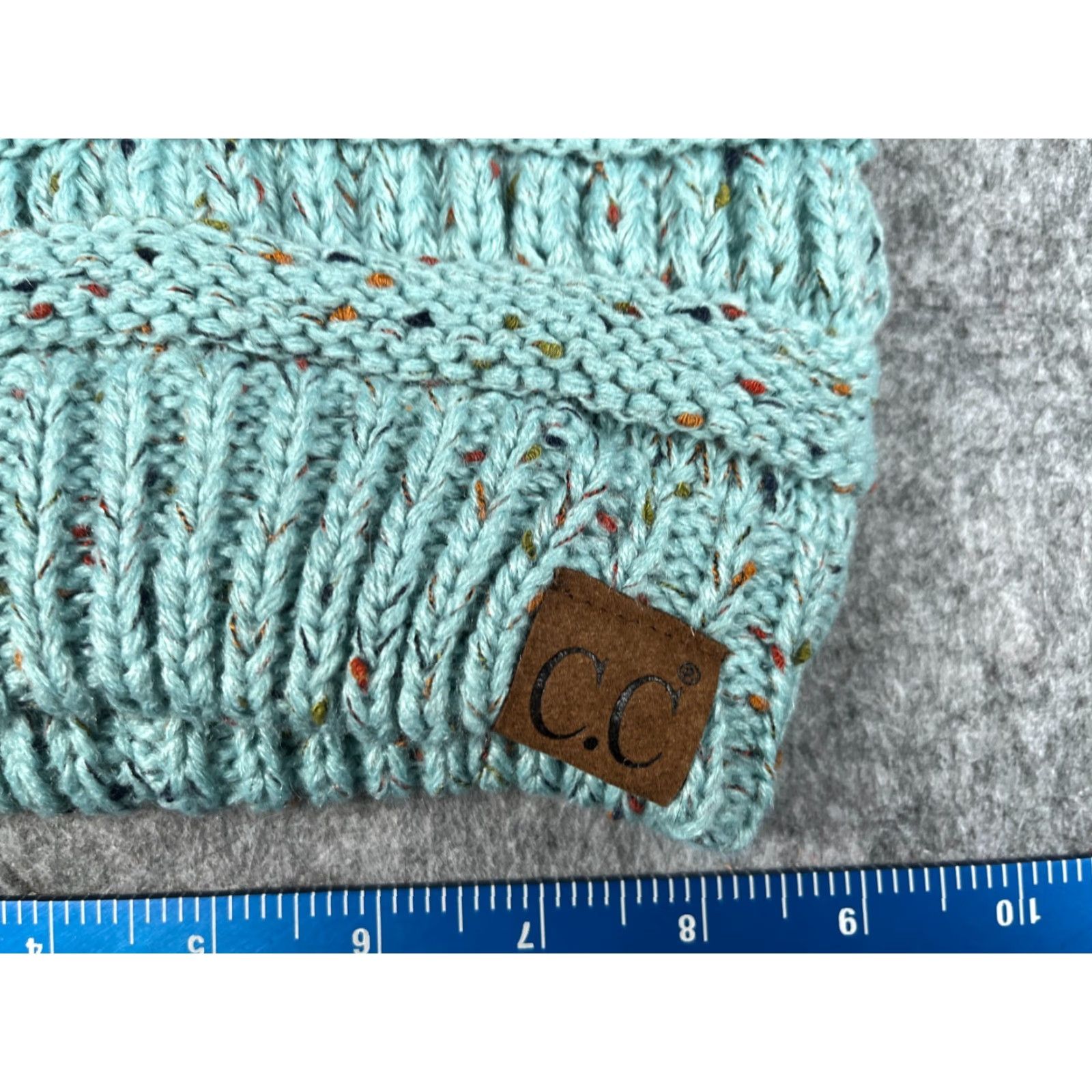 Vintage C.C Exclusive Beanie Women One Size Blue Acrylic Knit Messy Bun Outdoor Ski Size ONE SIZE - 2 Thumbnail