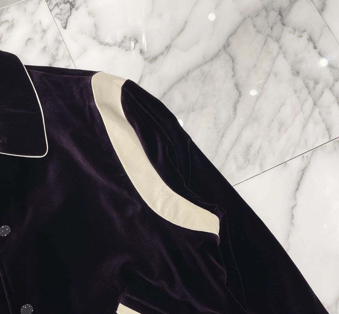 Celine Celine 20FW leather trimming velvet teddy varsity sz48 Size US M / EU 48-50 / 2 - 5 Thumbnail