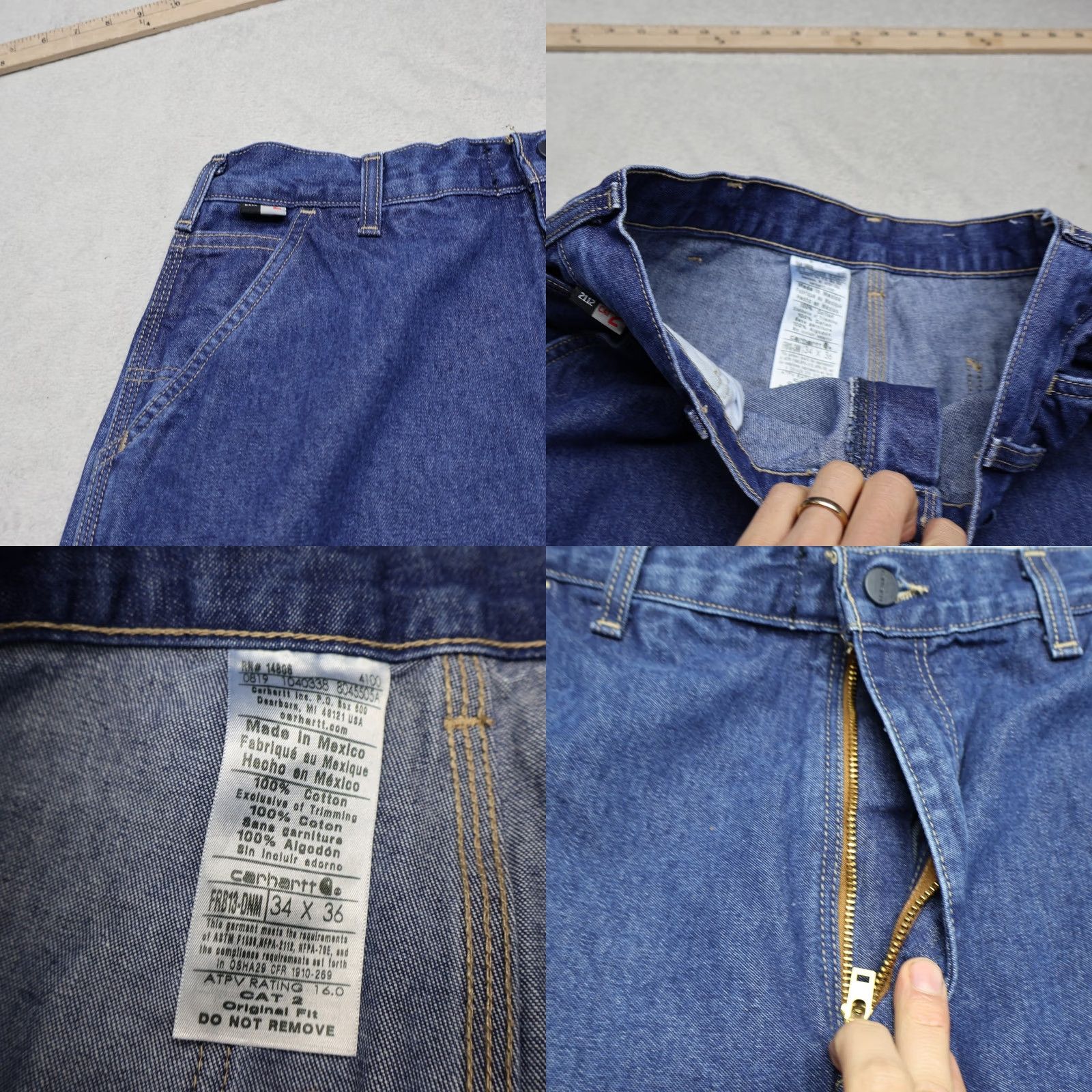 Carhartt Carhartt Mens Jeans 34x36 Medium Wash Denim Flame Resistant Rugged Dungaree Size US 34 / EU 50 - 8 Thumbnail