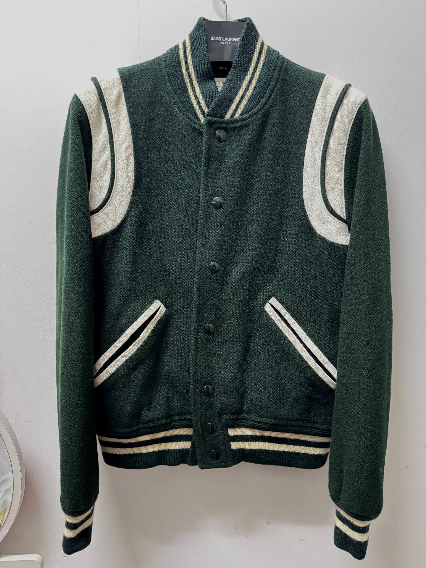 Saint Laurent Paris Saint Laurent Green Varsity Jacket Size US M / EU 48-50 / 2 - 1 Thumbnail