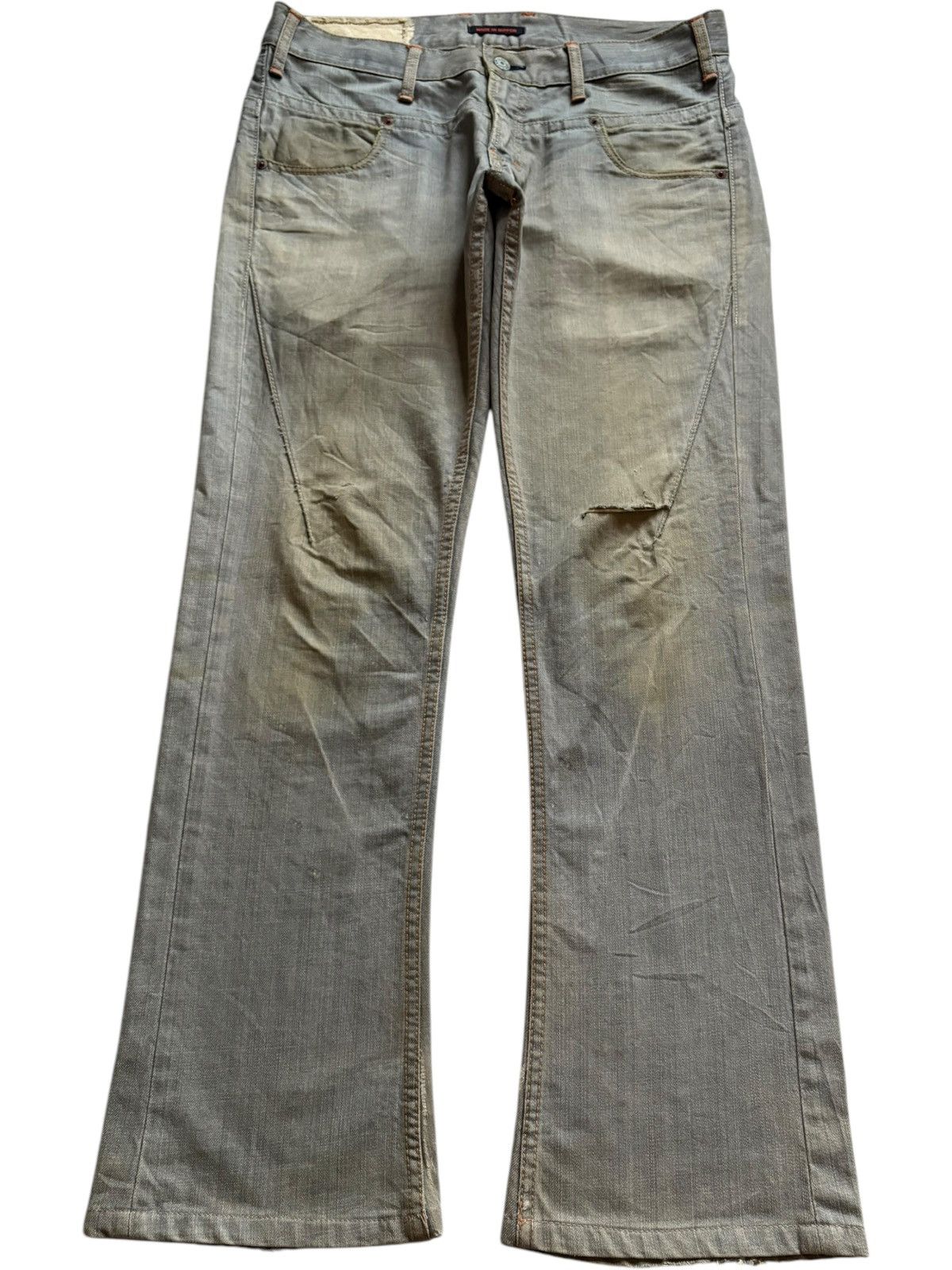 Japanese Brand Vintage Japanese Brand Mud Wash Distressed Flare Jeans Size US 34 / EU 50 - 1 Thumbnail