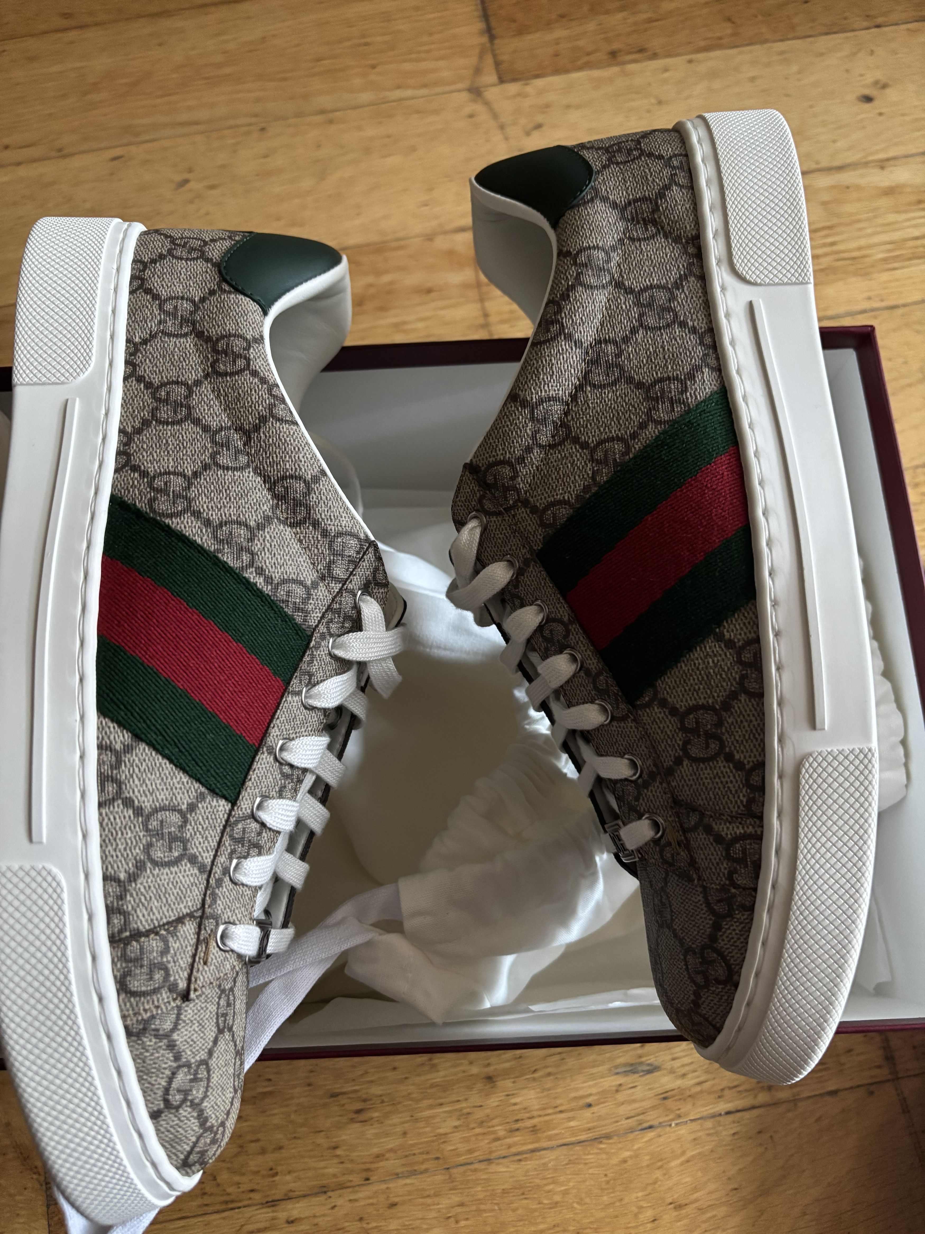 Gucci Men's Ace Canvas and Leather Sneakers Size US 9 / IT 39 - 2 Thumbnail