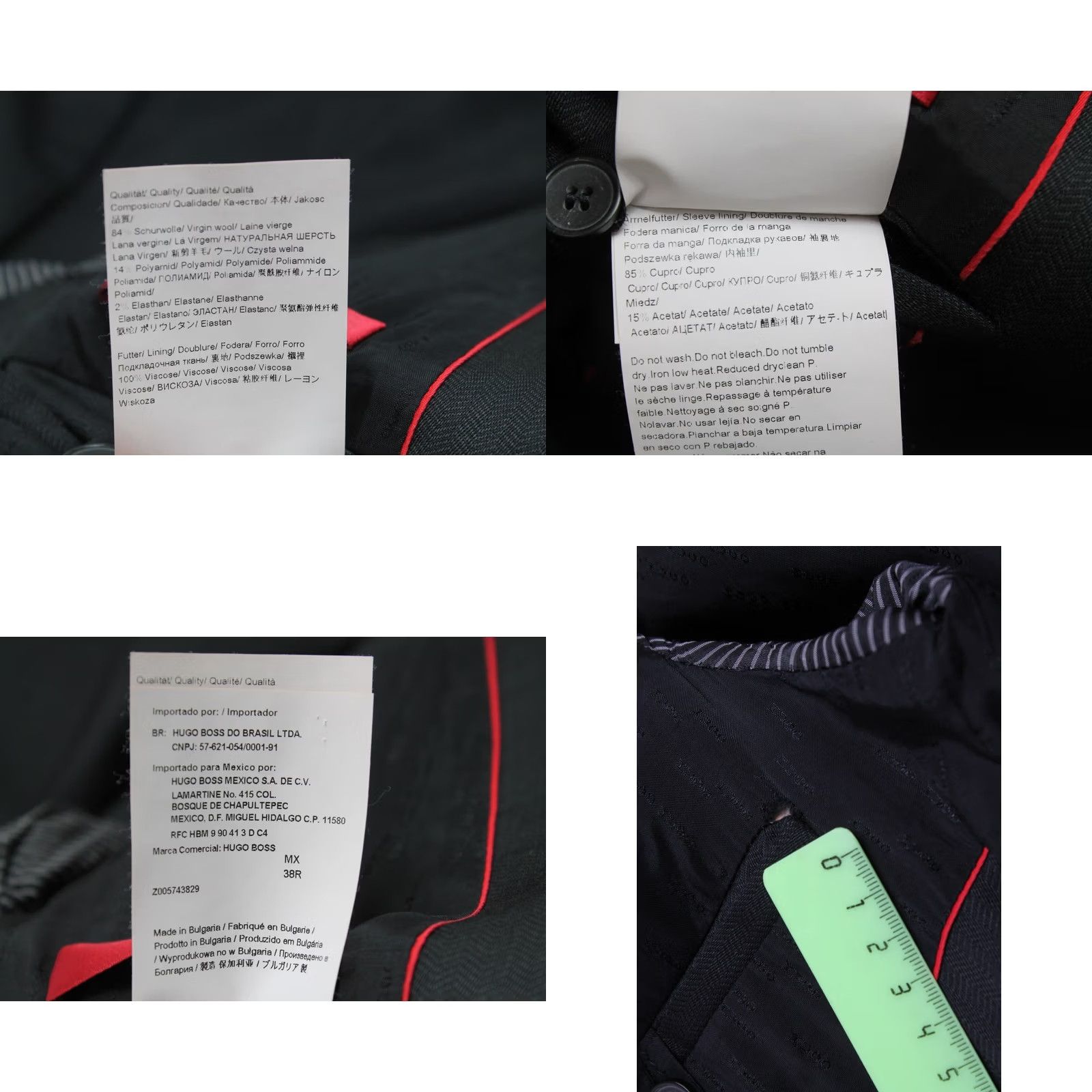 Hugo Boss HUGO BOSS Blazer Men US 38R Single Breasted Wool Blend Patterned Jacket/Coat Mens Size 38R - 8 Thumbnail