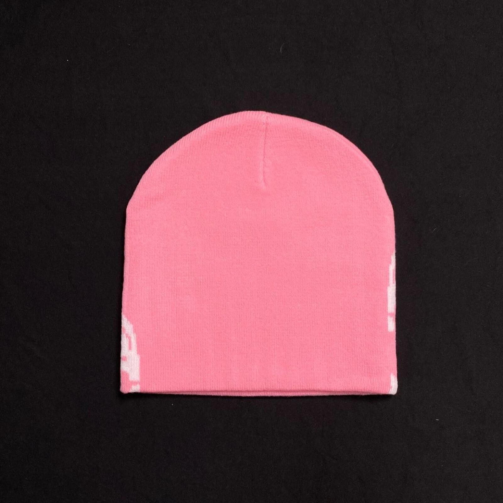 Japanese Brand Y2k Skeleton Graphic design No Cuff Knit Pink Beanie Size ONE SIZE - 6 Thumbnail