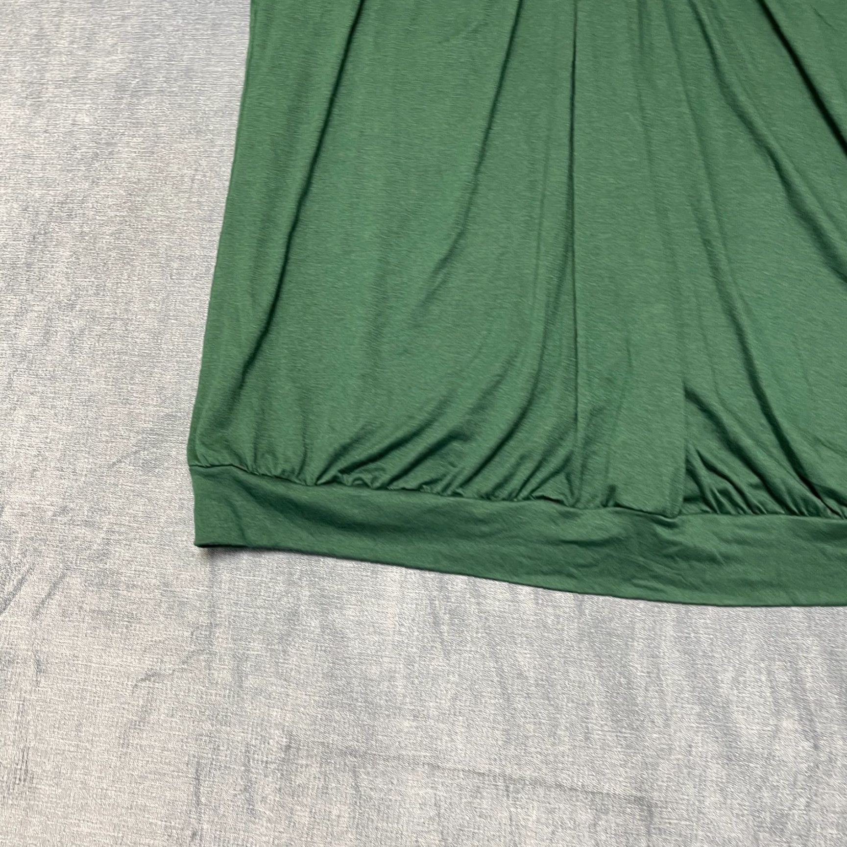 Vintage Dokotoo Blouse Top Womens XL Dark Green Summer Wear Pleated V-Neck Shirred Hem Size XL / US 12-14 / IT 48-50 - 3 Thumbnail
